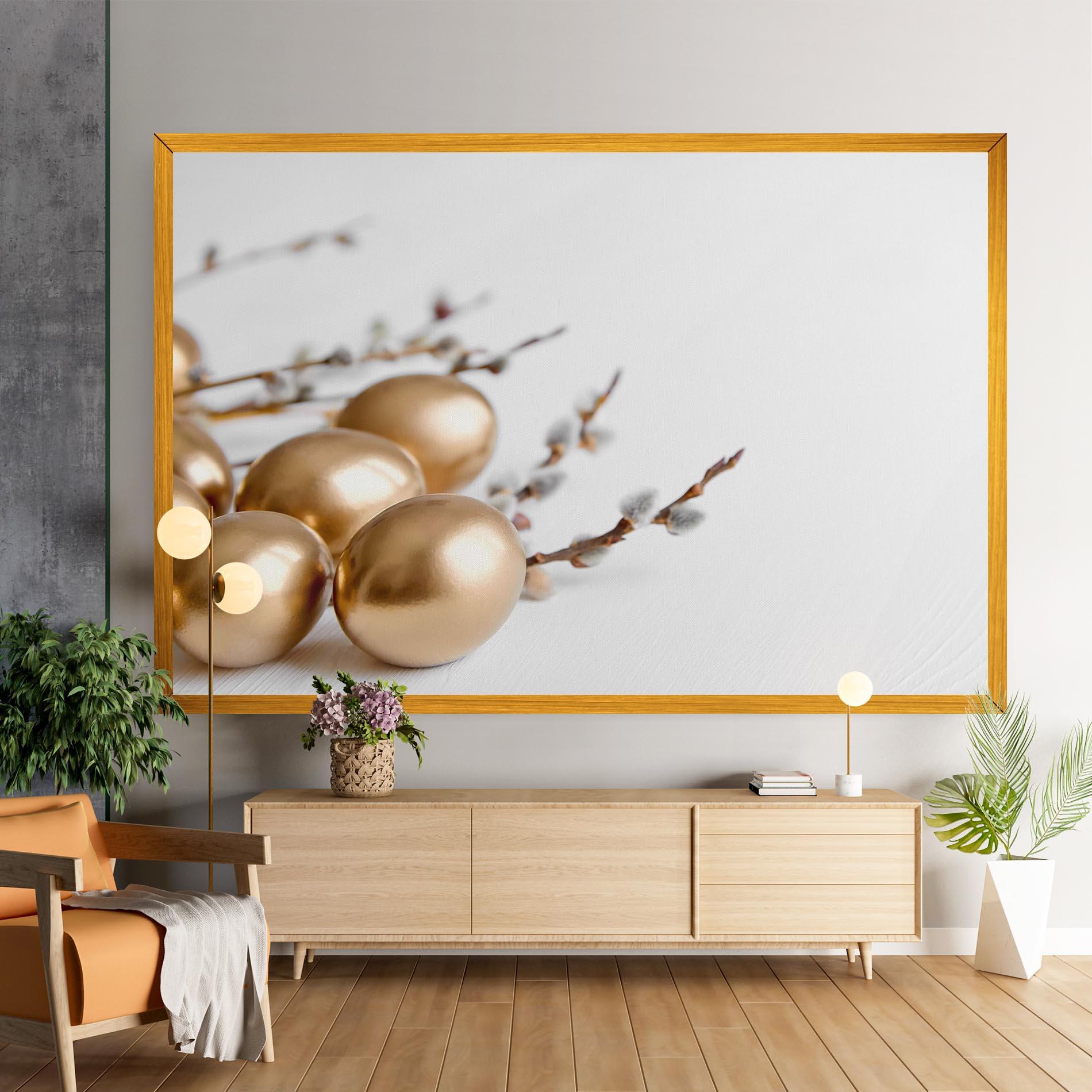 Tablou Canvas Easter Gold Eggs mockup 9