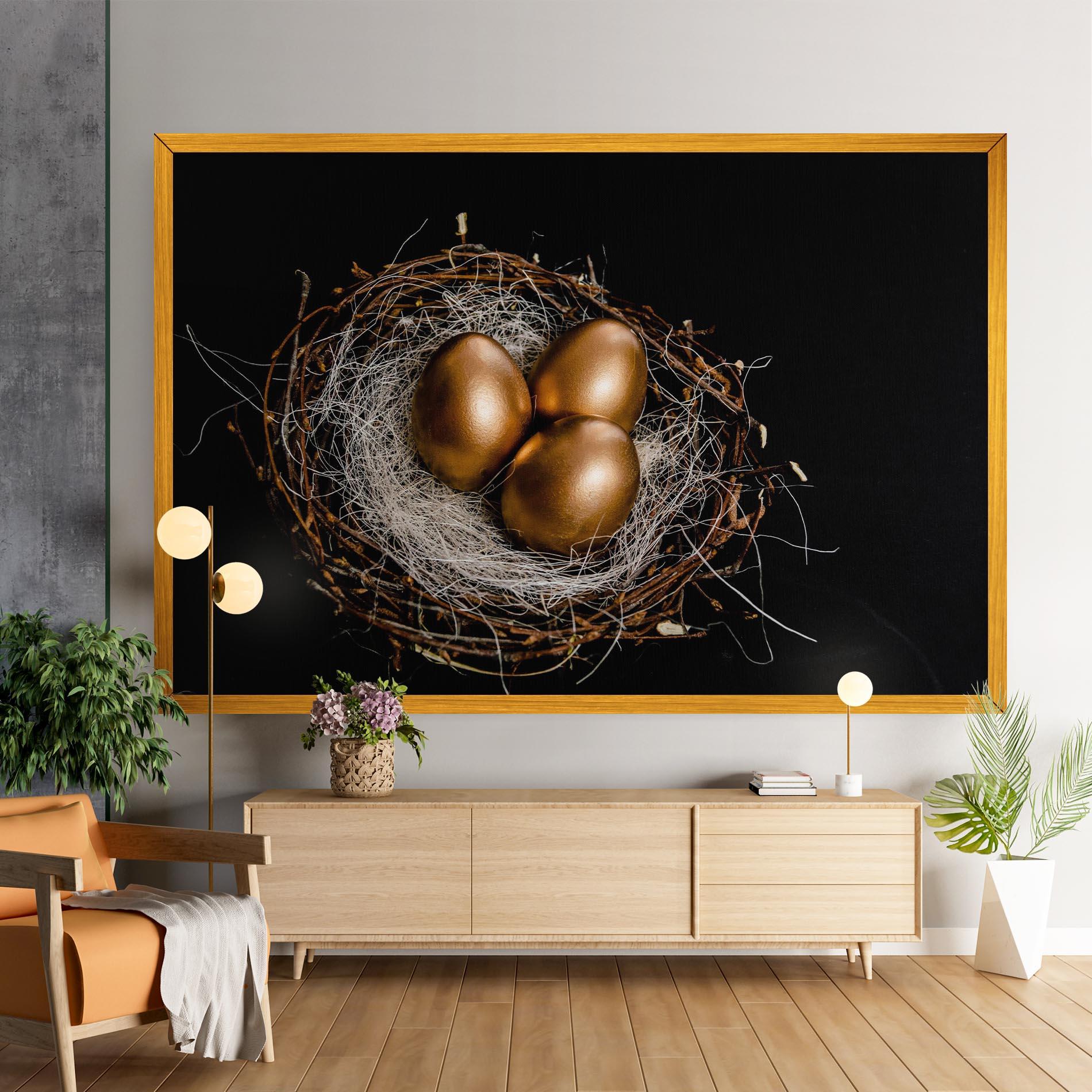 Tablou Canvas Pretty Golden Easter Eggs mockup 9