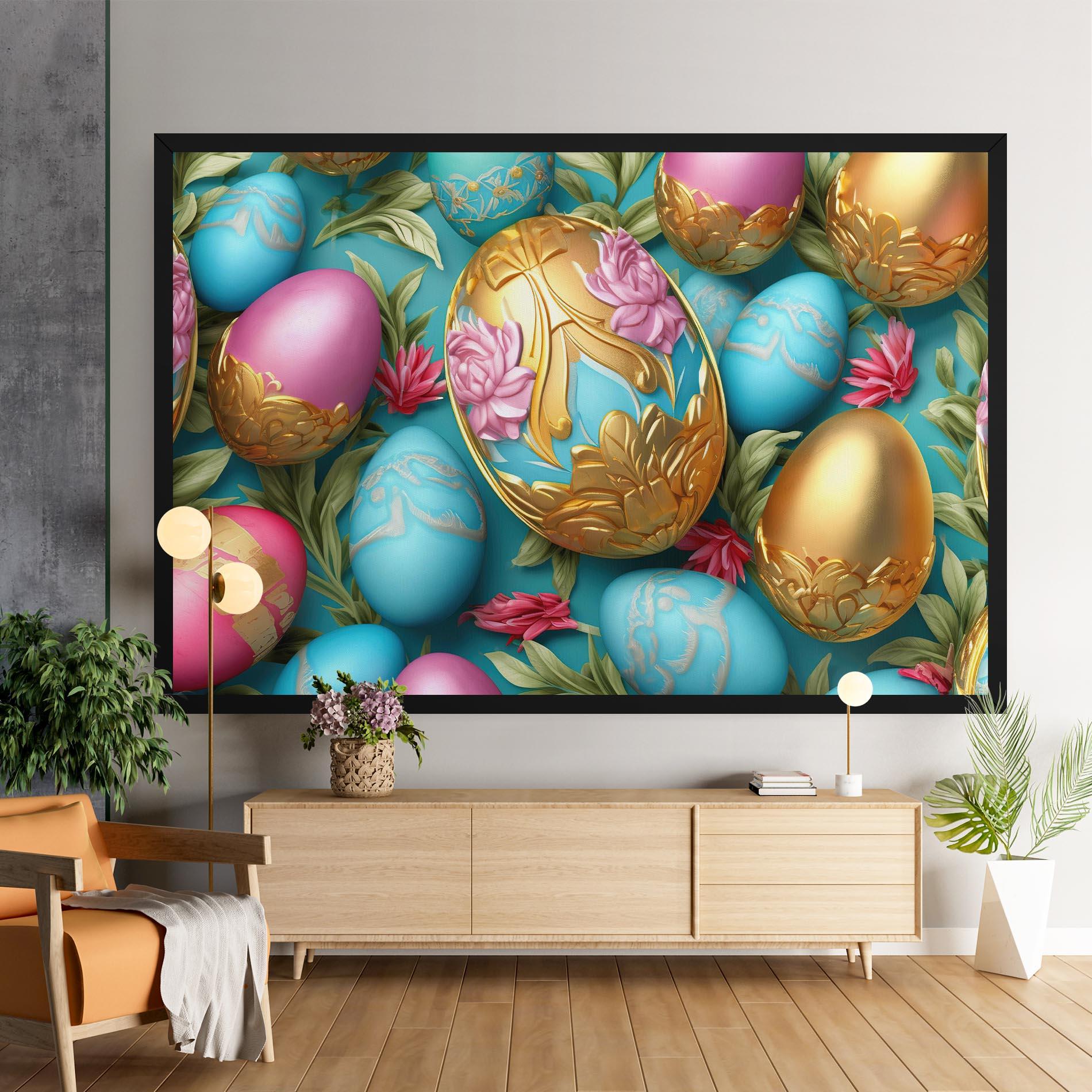 Tablou Canvas Blue Pink Easter Egs mockup 9