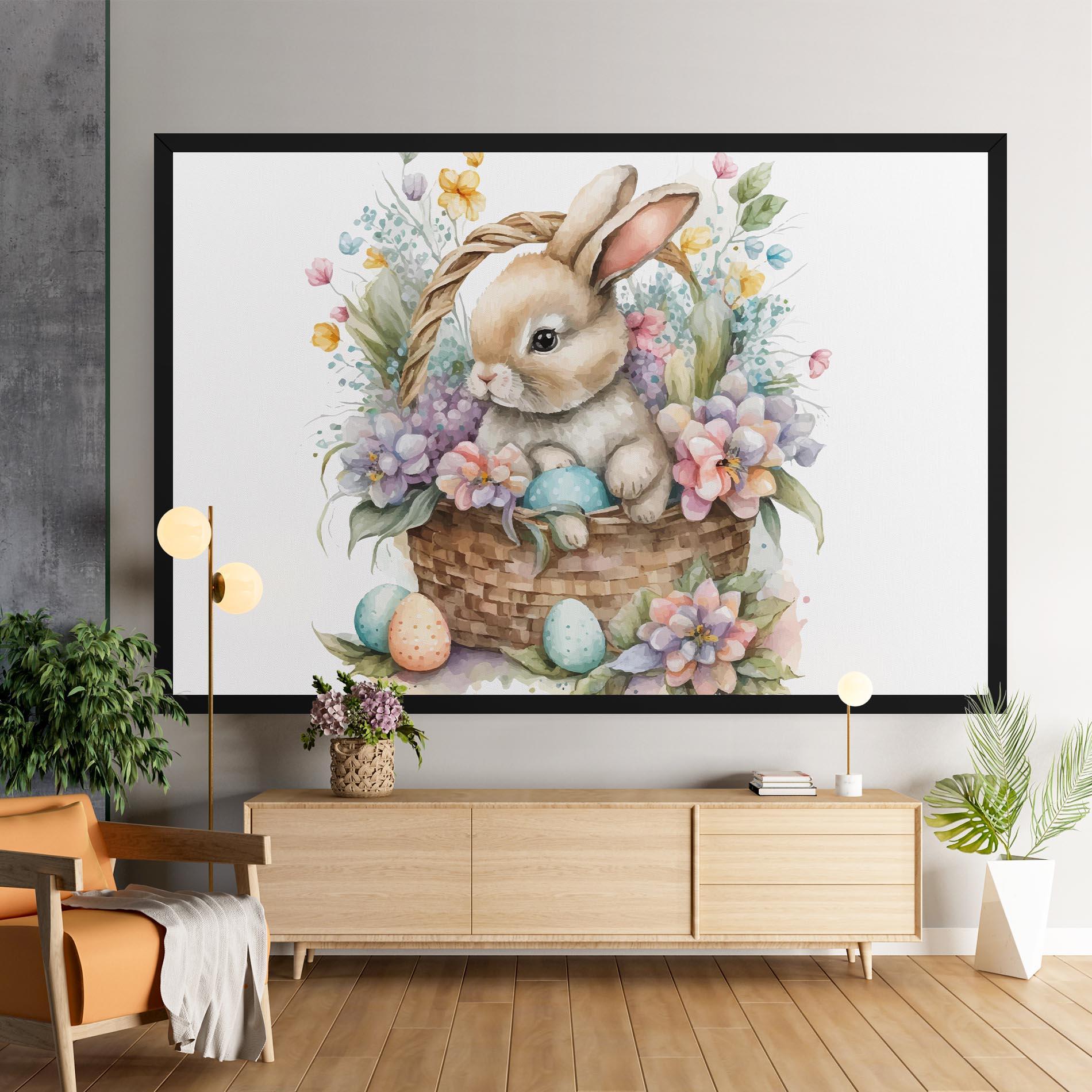 Tablou Canvas Cute Bunny In Basket mockup 9