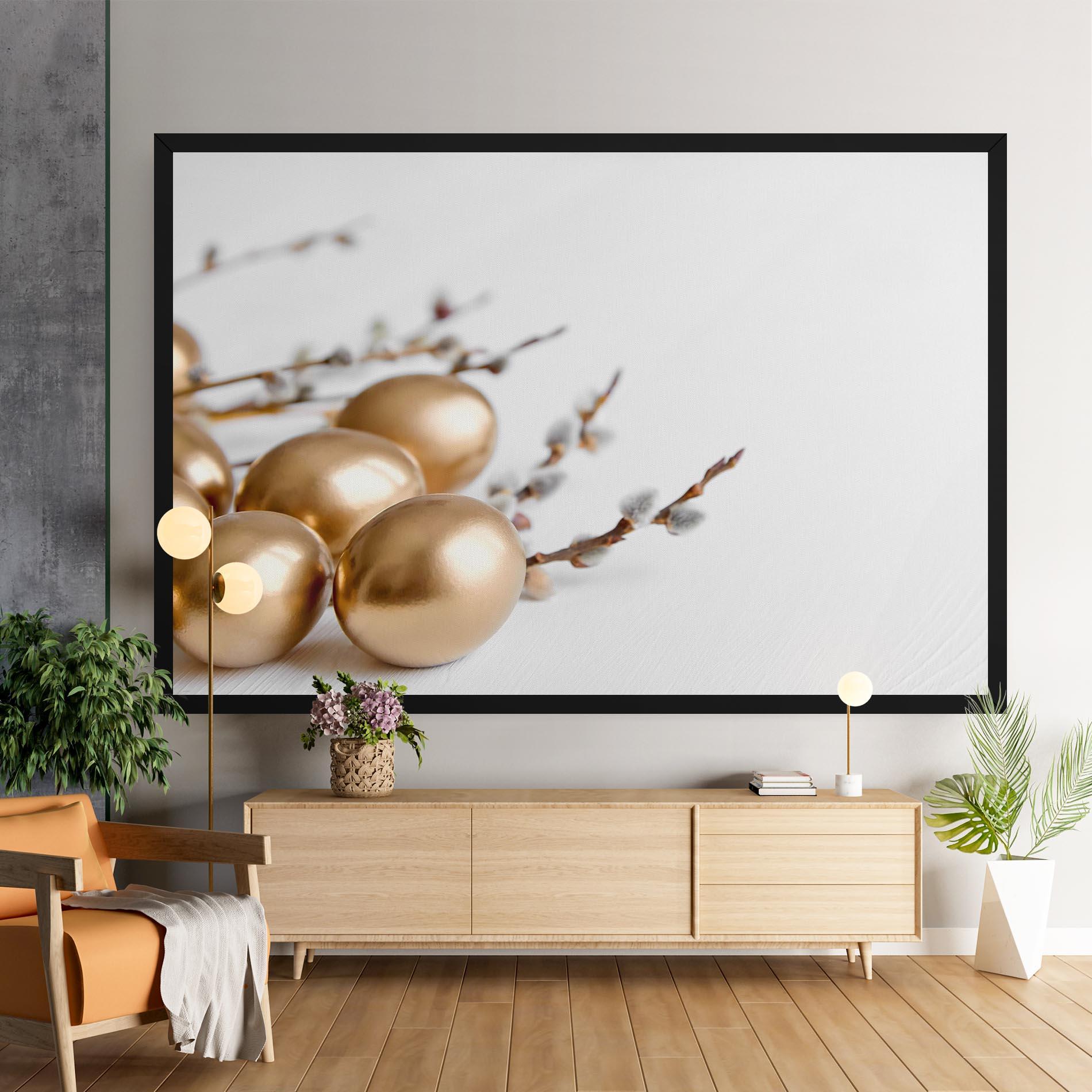 Tablou Canvas Easter Gold Eggs mockup 9