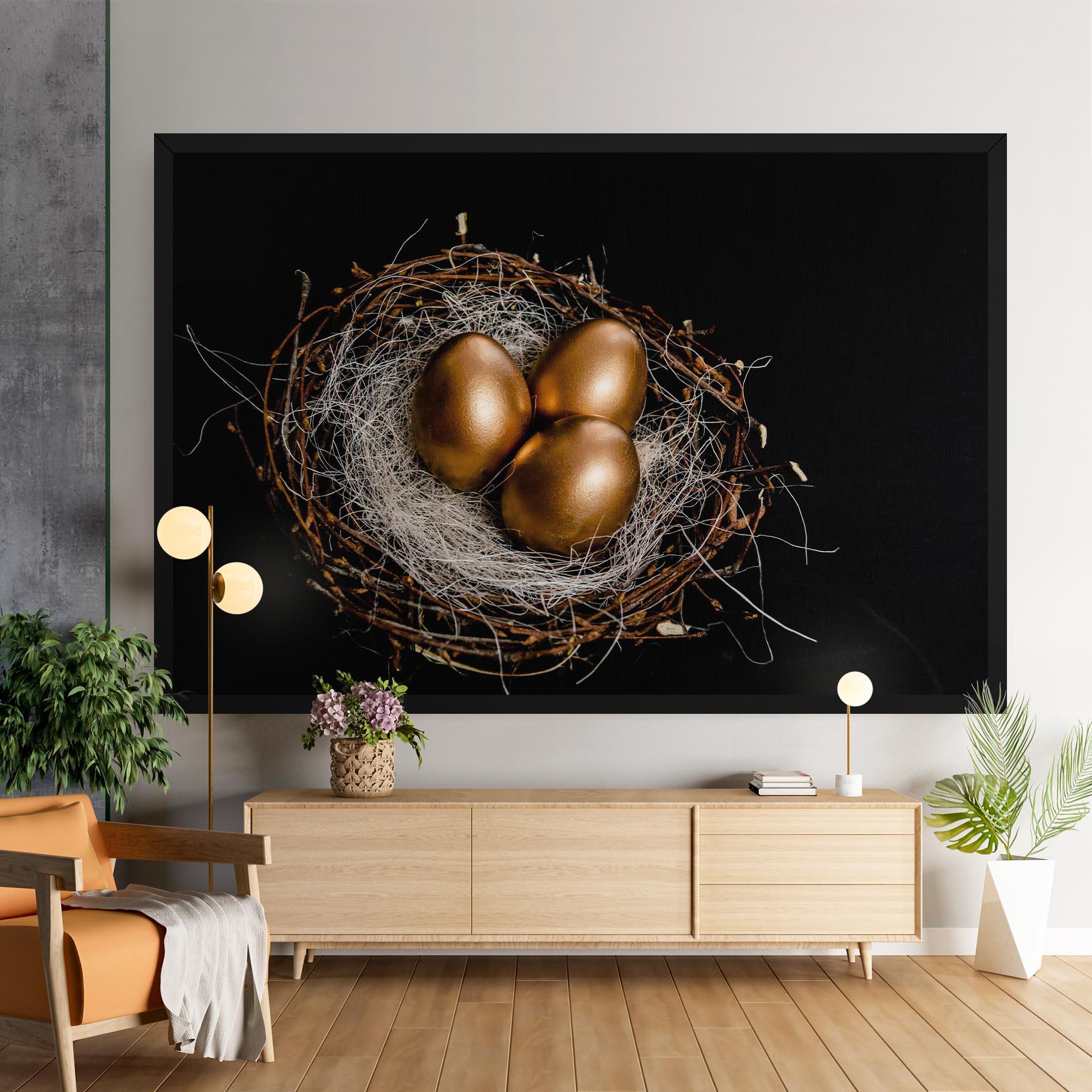 Tablou Canvas Pretty Golden Easter Eggs mockup 9