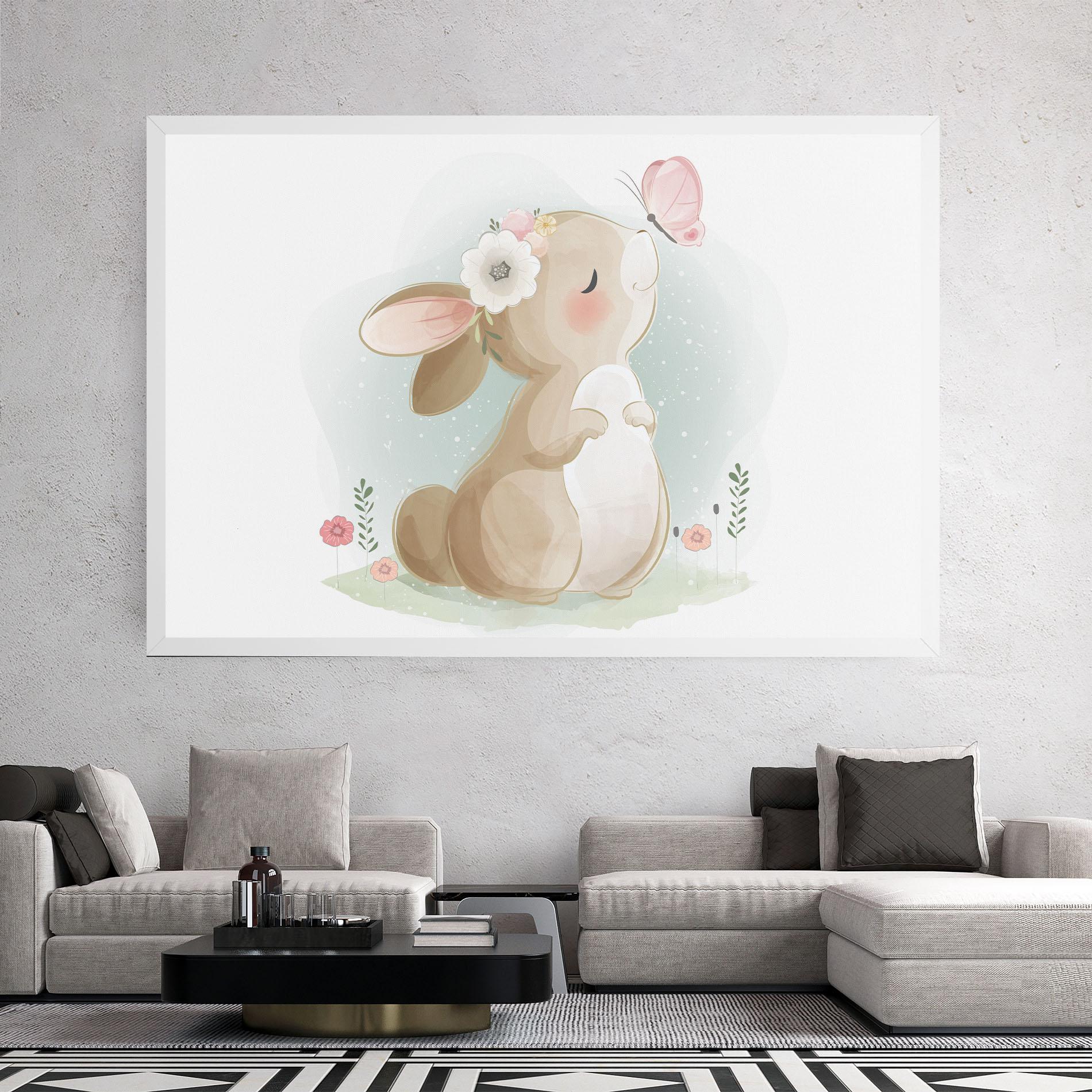 Tablou Canvas Butterfly On Bunny Nose mockup 2