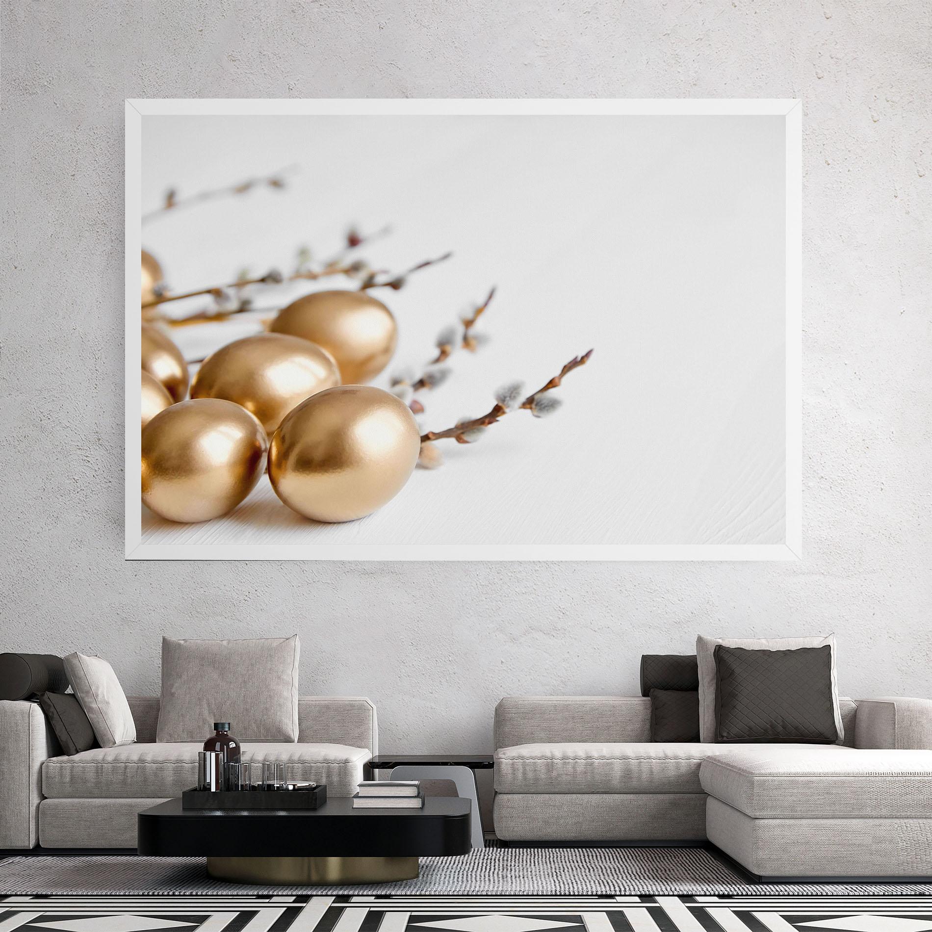 Tablou Canvas Easter Gold Eggs mockup 2