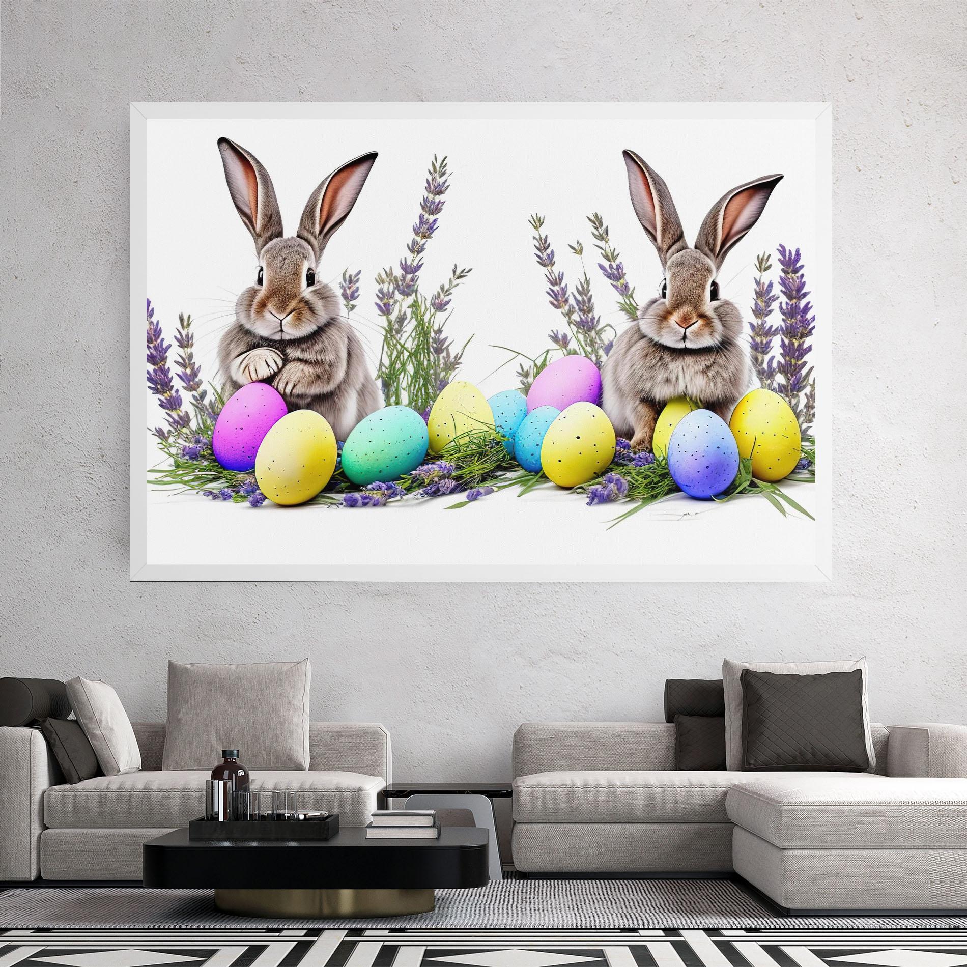 Tablou Canvas Flowers Easter Bunny mockup 2