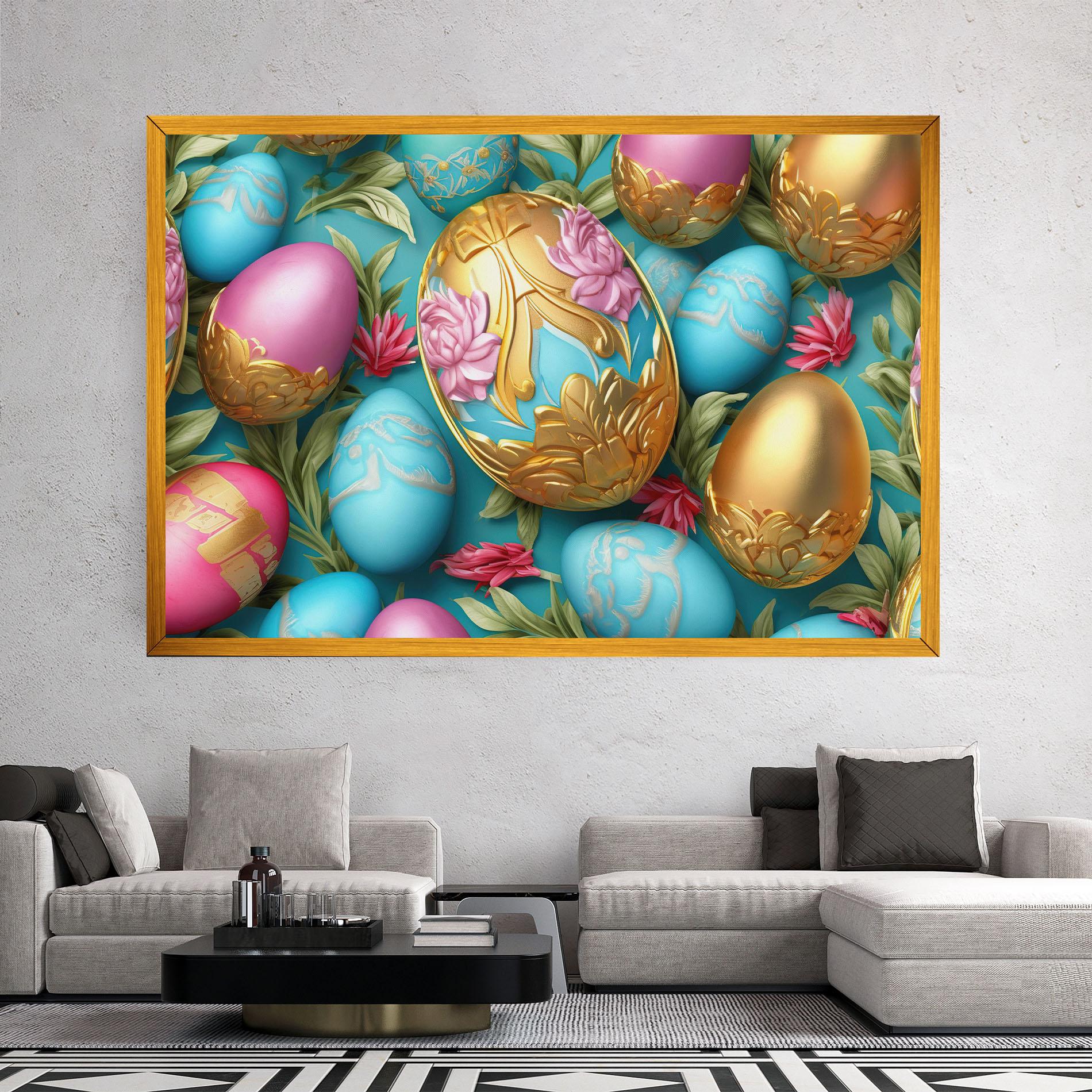 Tablou Canvas Blue Pink Easter Egs mockup 2