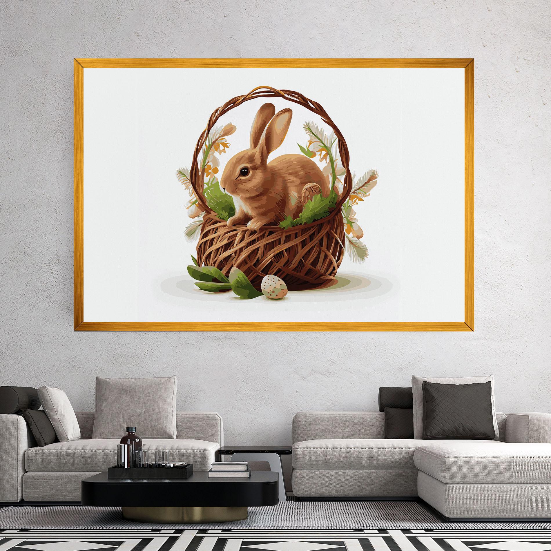 Tablou Canvas Bunny In Basket mockup 2