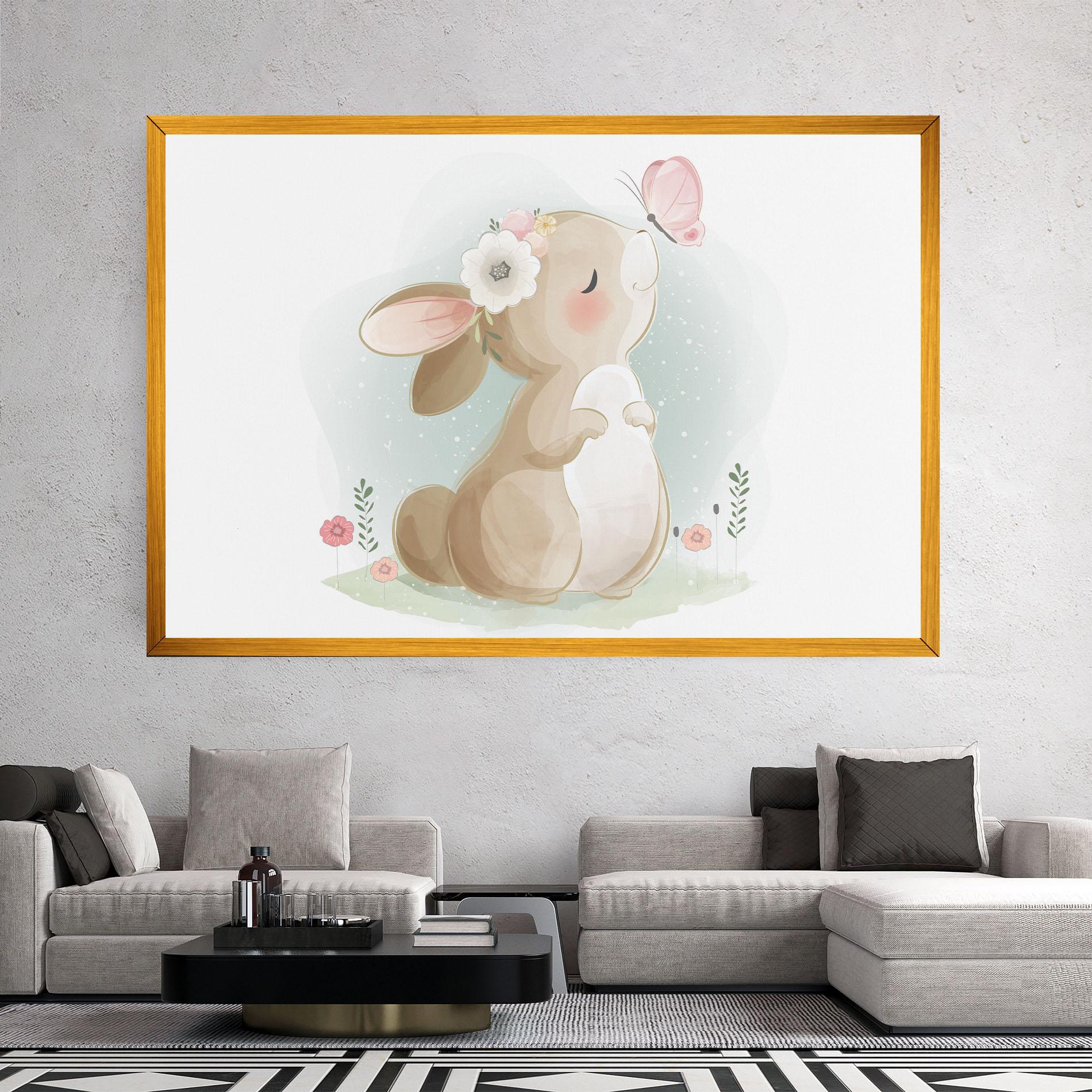 Tablou Canvas Butterfly On Bunny Nose mockup 2