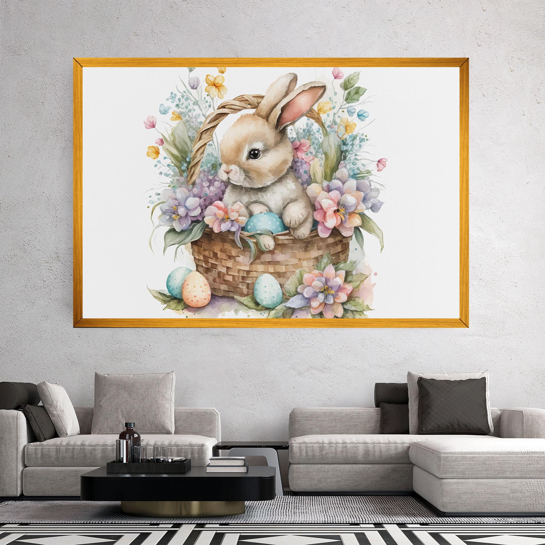 Tablou Canvas Cute Bunny In Basket mockup 2