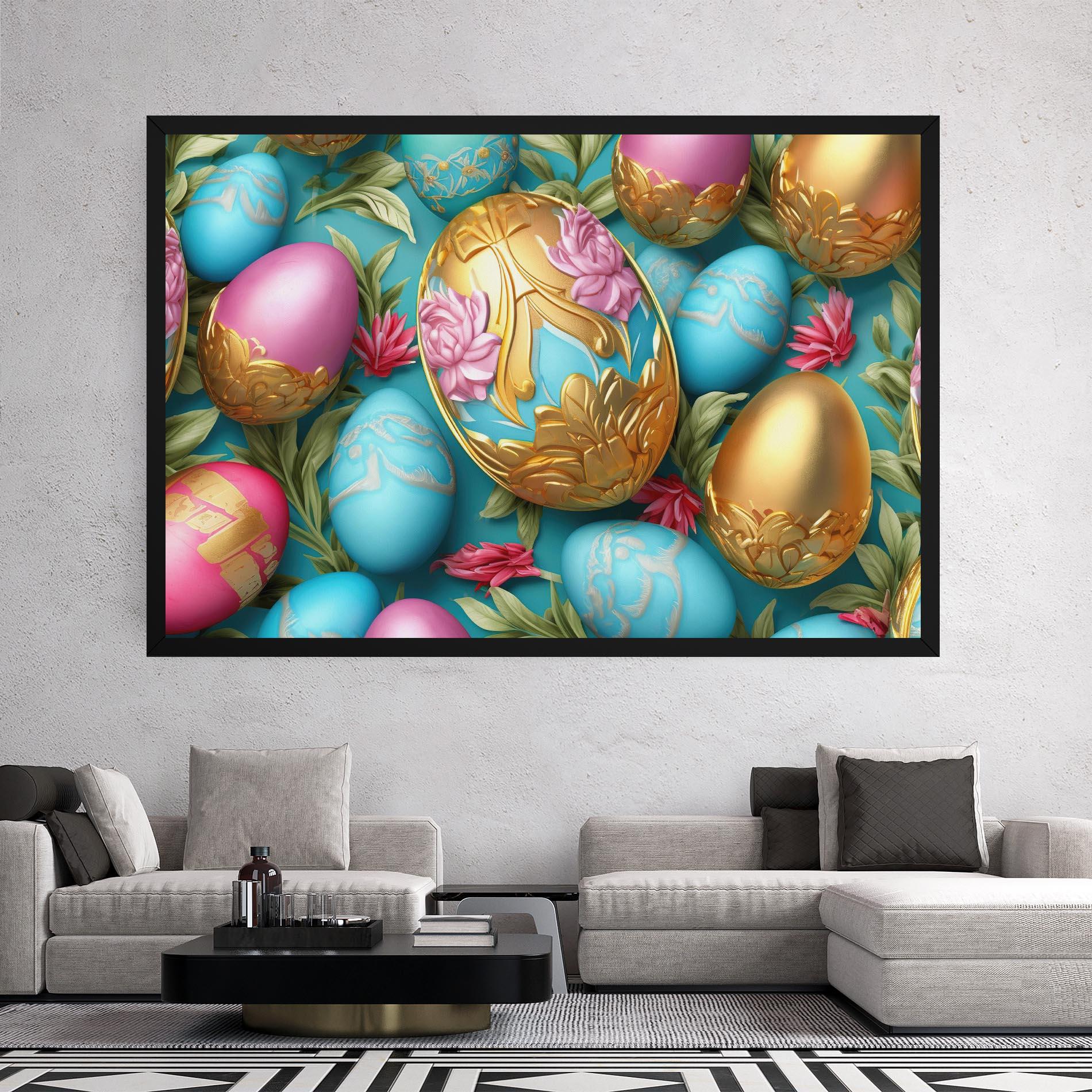Tablou Canvas Blue Pink Easter Egs mockup 2