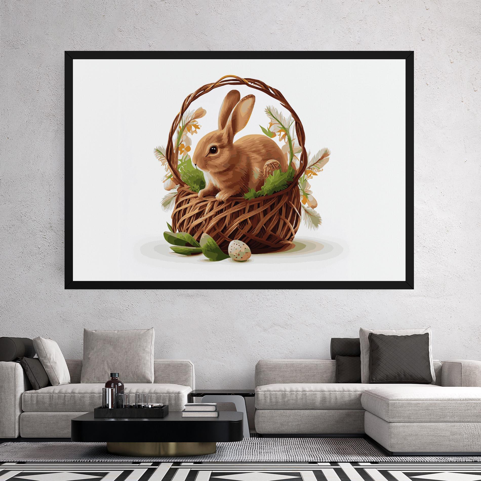 Tablou Canvas Bunny In Basket mockup 2