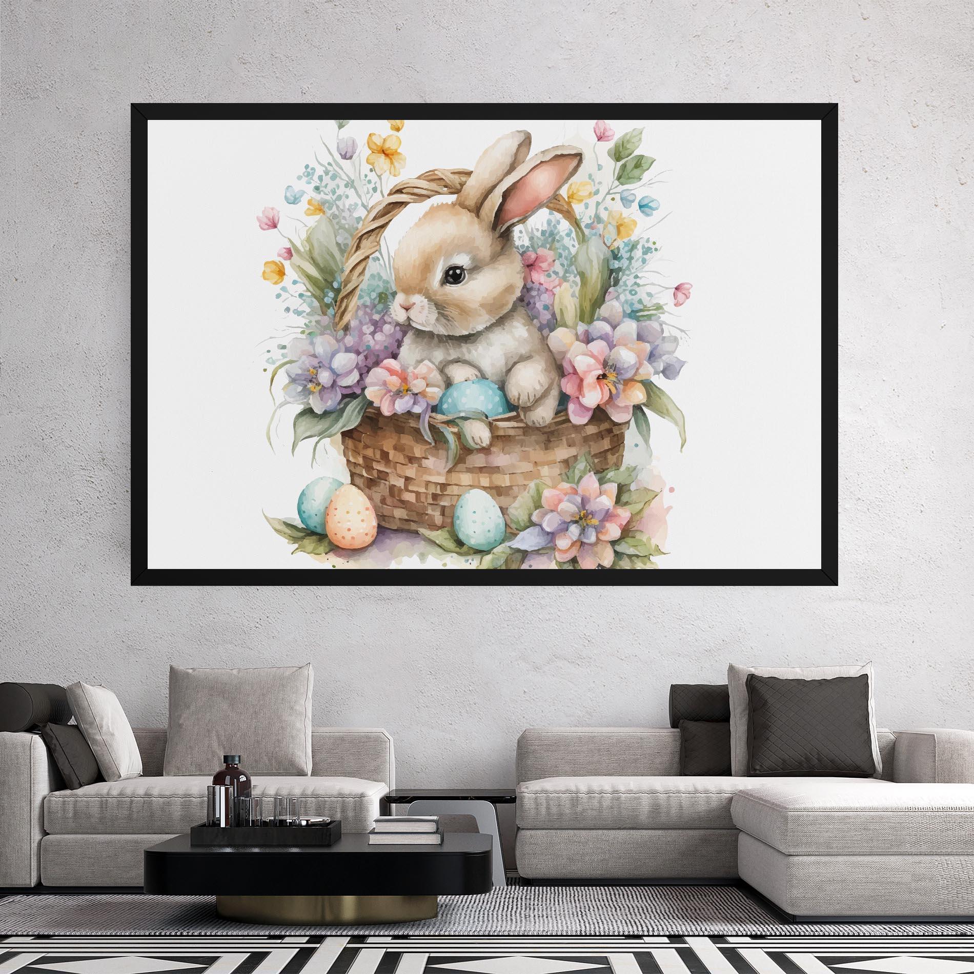 Tablou Canvas Cute Bunny In Basket mockup 2