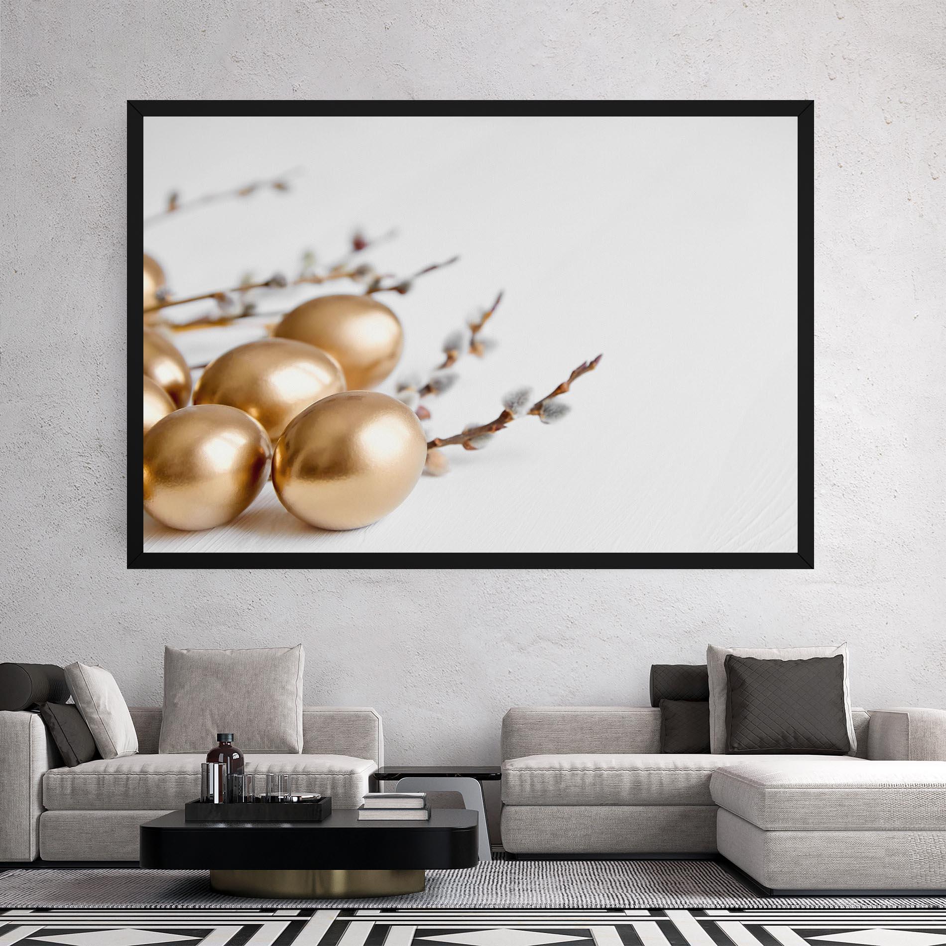 Tablou Canvas Easter Gold Eggs mockup 2