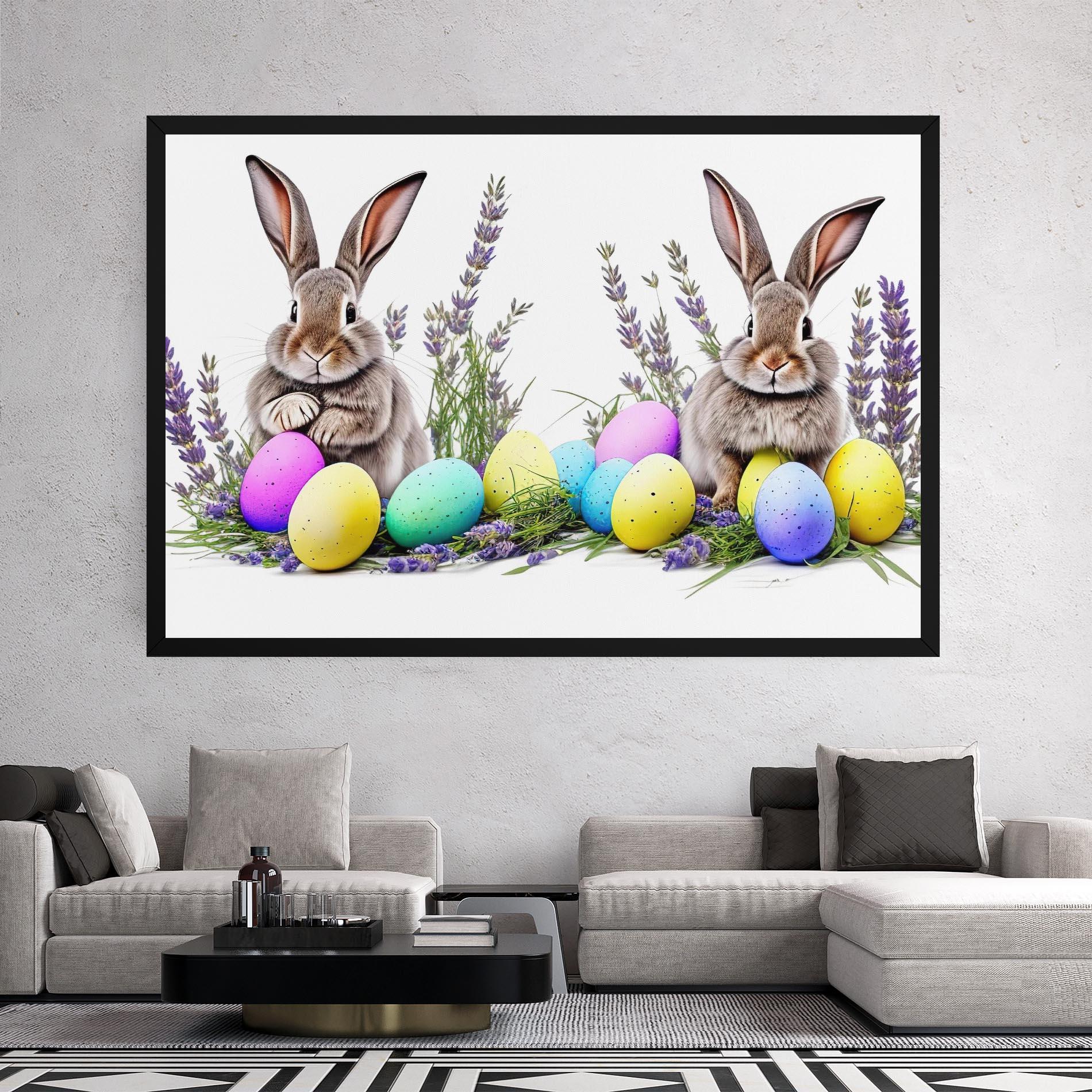 Tablou Canvas Flowers Easter Bunny mockup 2