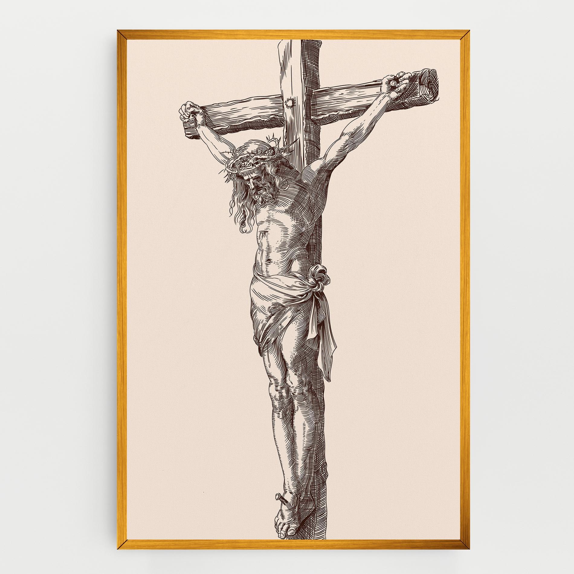 Tablou Canvas Brown Cross Jesus mockup 0