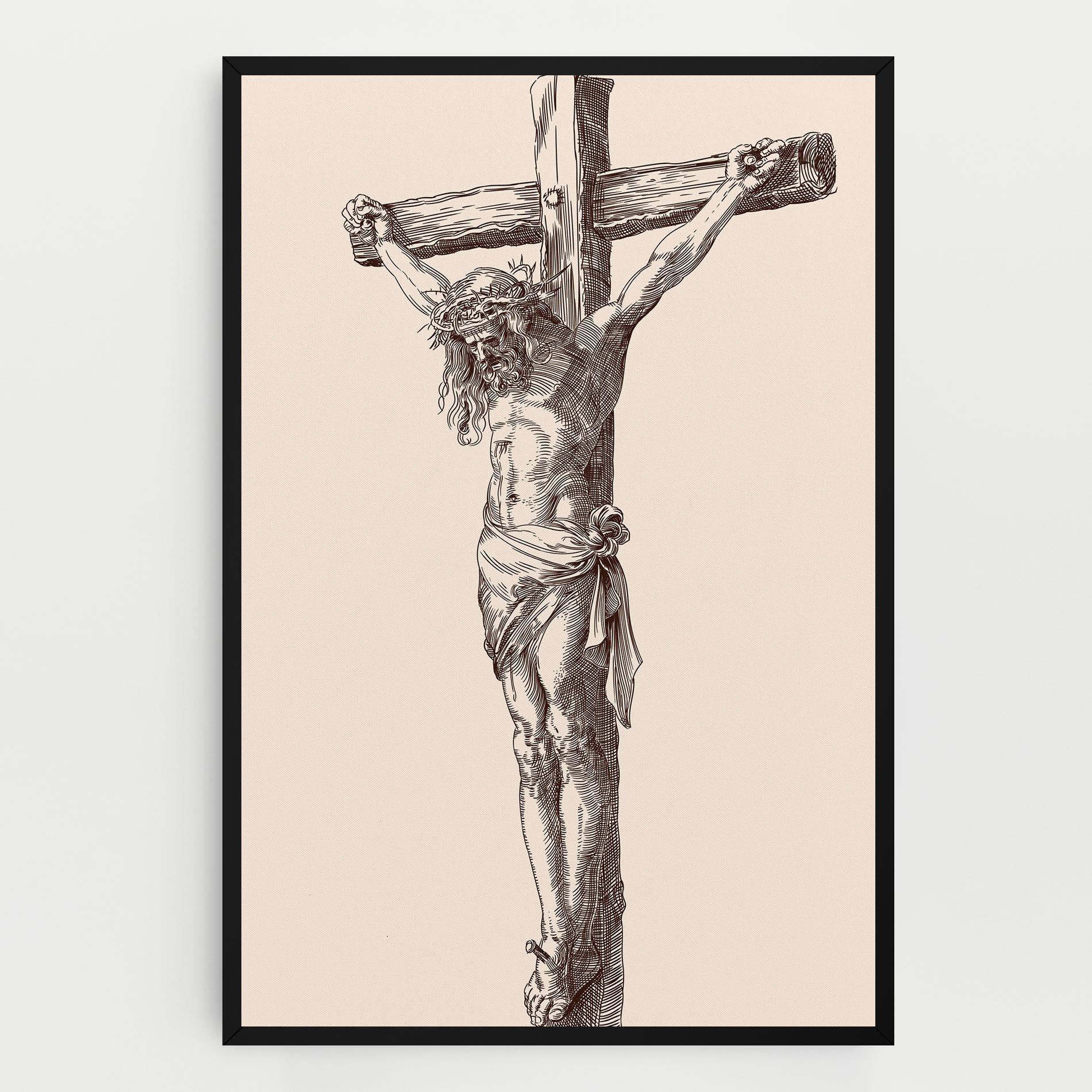 Tablou Canvas Brown Cross Jesus mockup 0