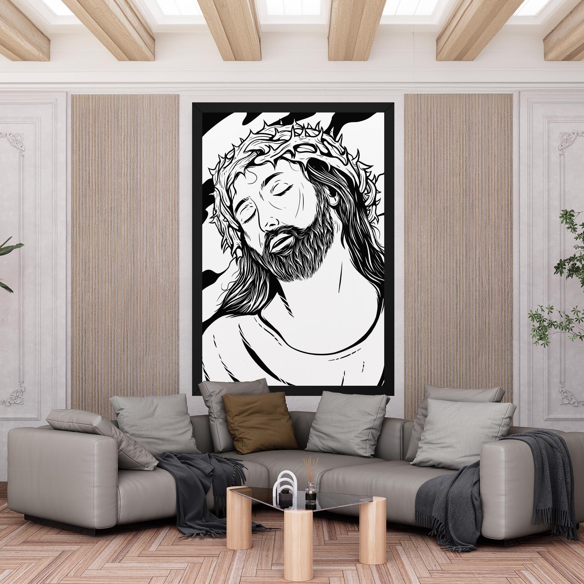 Tablou Canvas Black White Jesus mockup 6