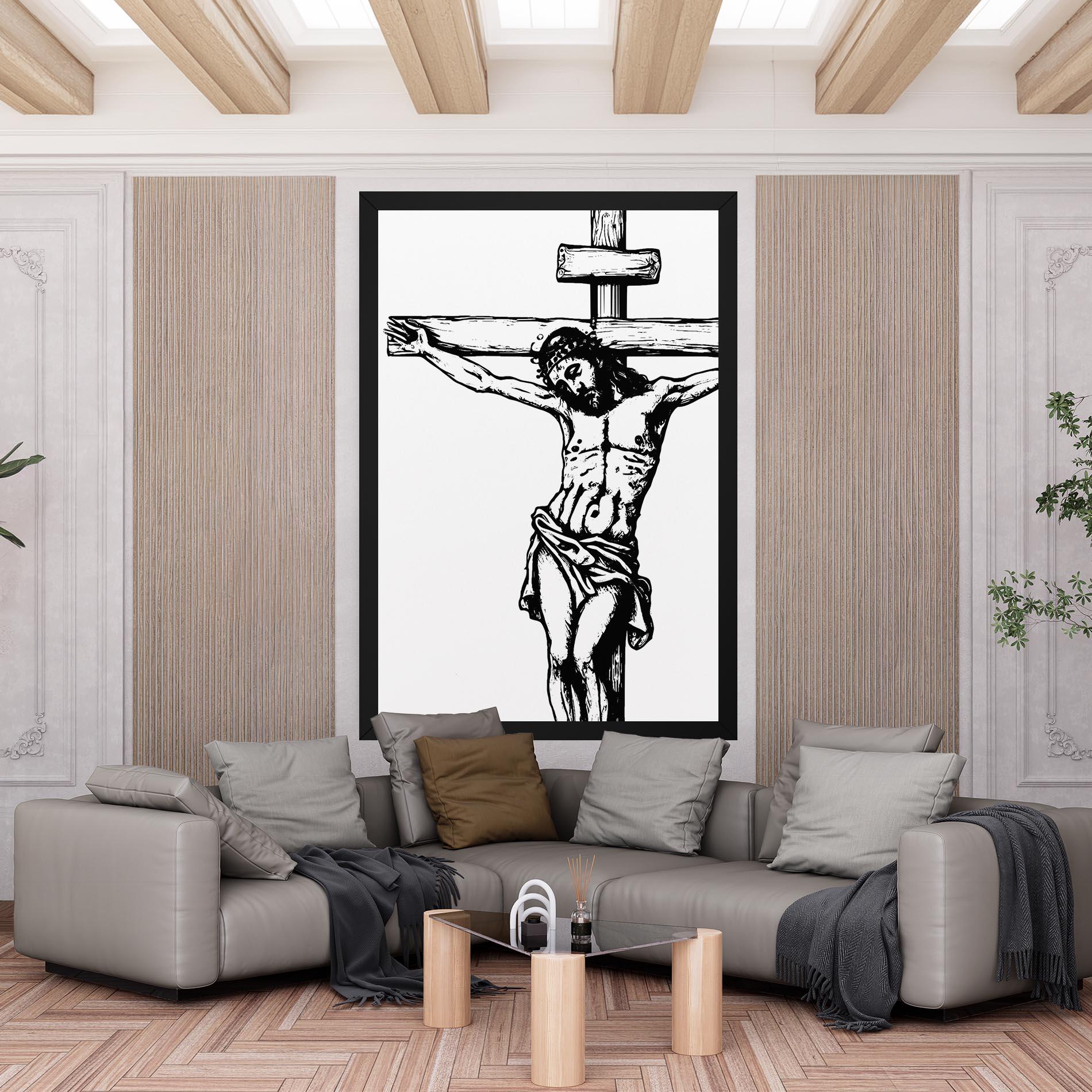 Tablou Canvas Jesus Black Line mockup 6