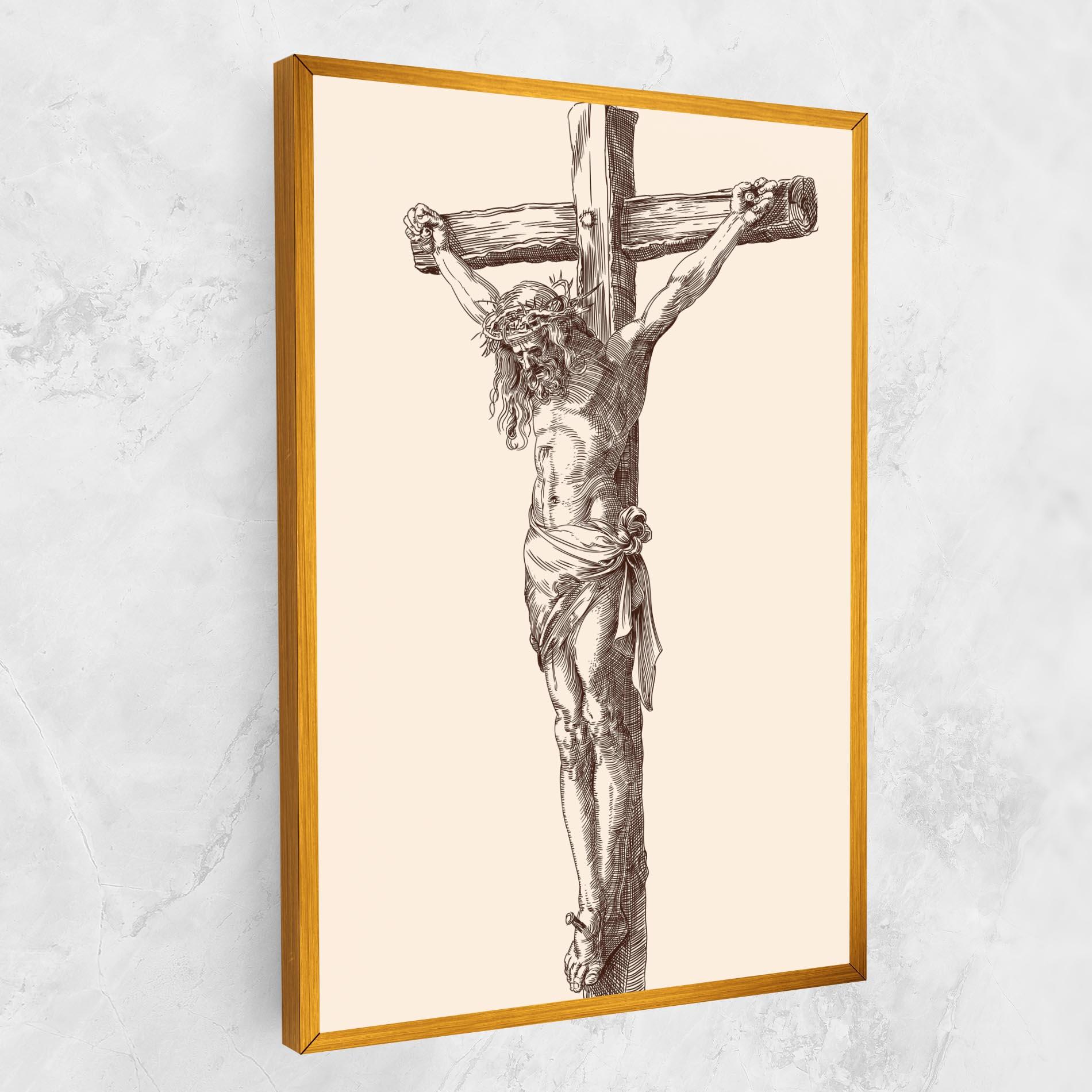 Tablou Canvas Brown Cross Jesus mockup 1
