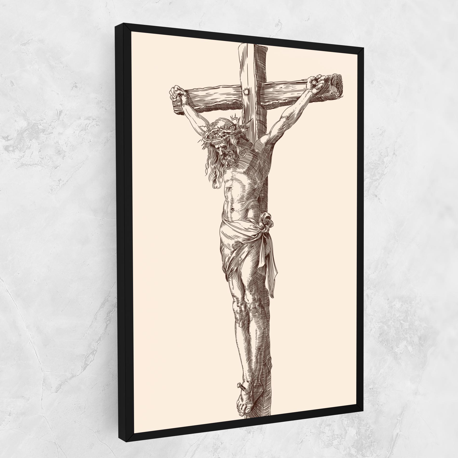 Tablou Canvas Brown Cross Jesus mockup 1