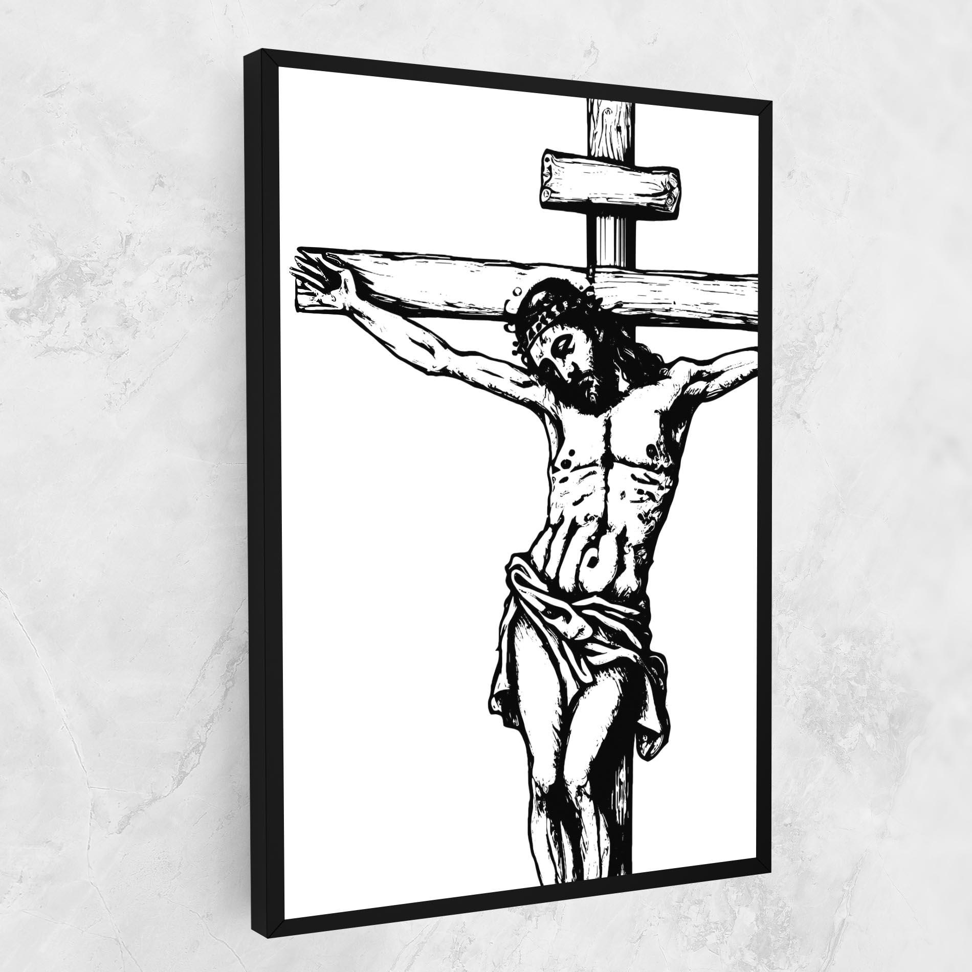 Tablou Canvas Jesus Black Line mockup 1