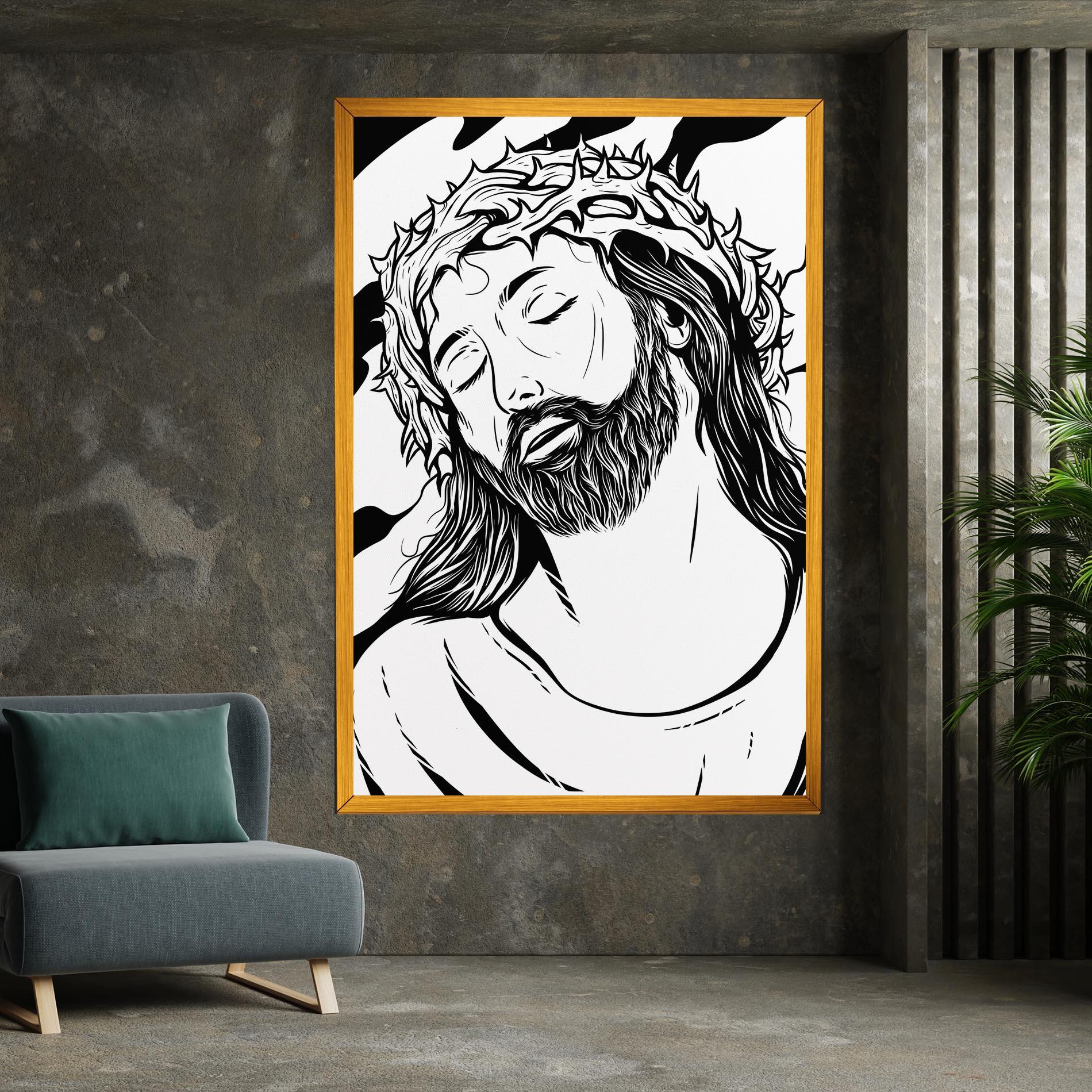 Tablou Canvas Black White Jesus mockup 7