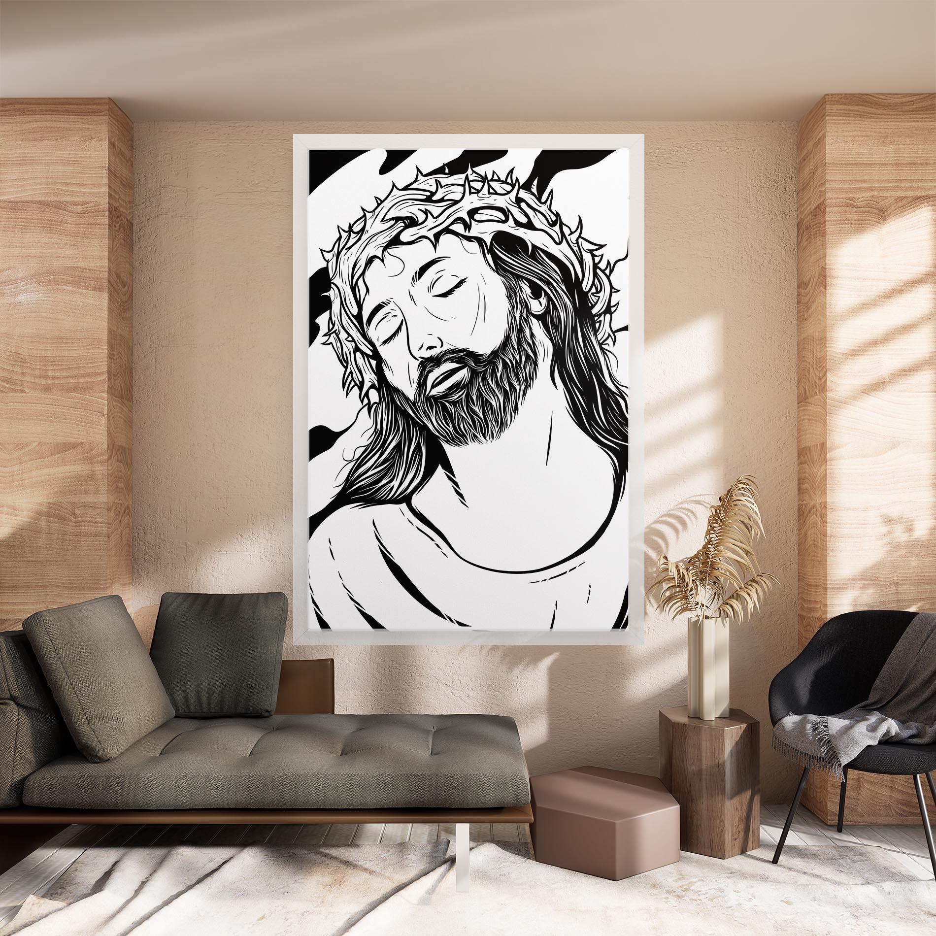 Tablou Canvas Black White Jesus mockup 8