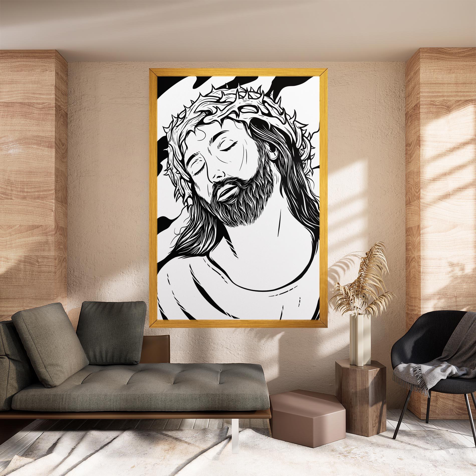 Tablou Canvas Black White Jesus mockup 8