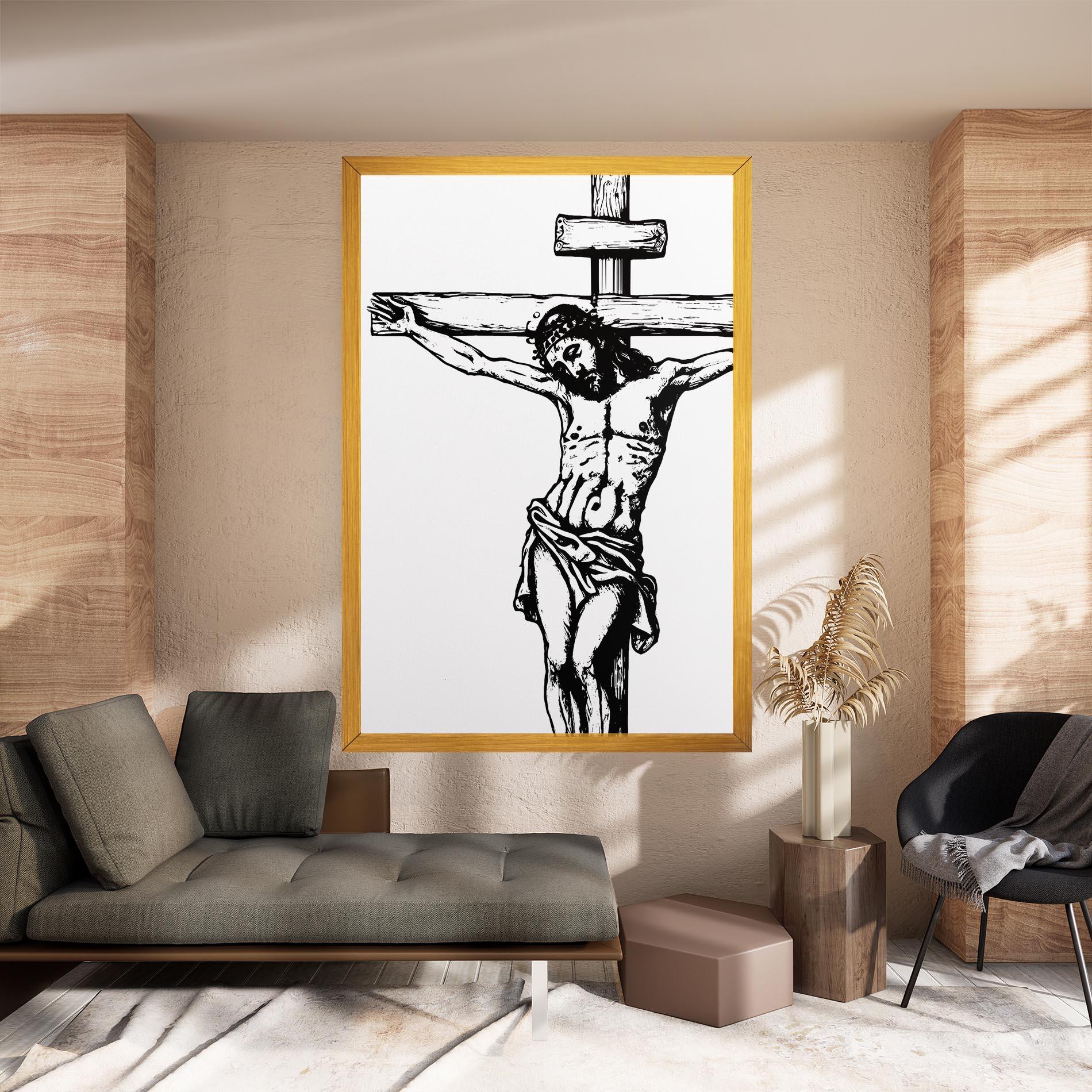 Tablou Canvas Jesus Black Line mockup 8