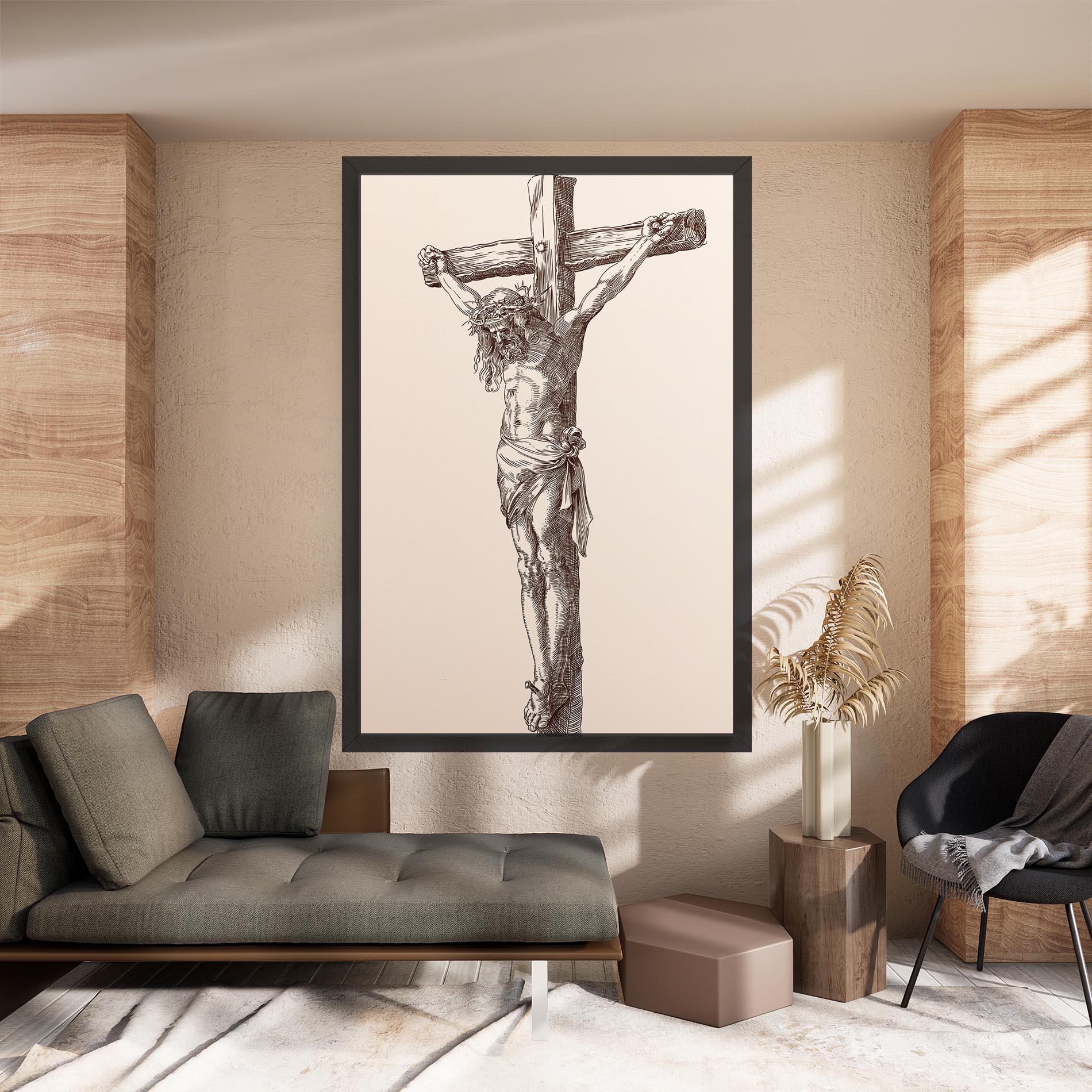 Tablou Canvas Brown Cross Jesus mockup 8
