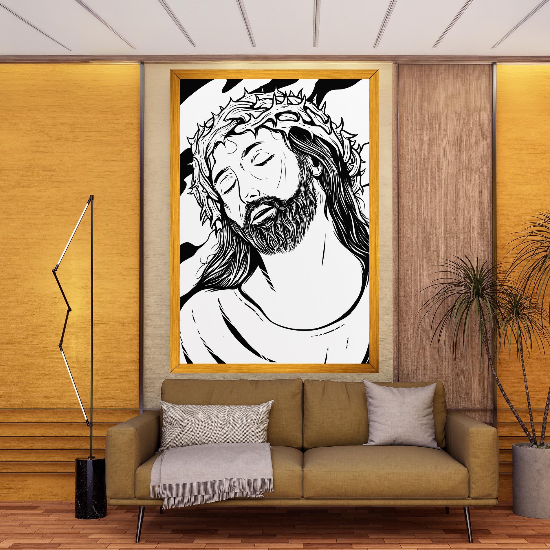 Tablou Canvas Black White Jesus mockup 9