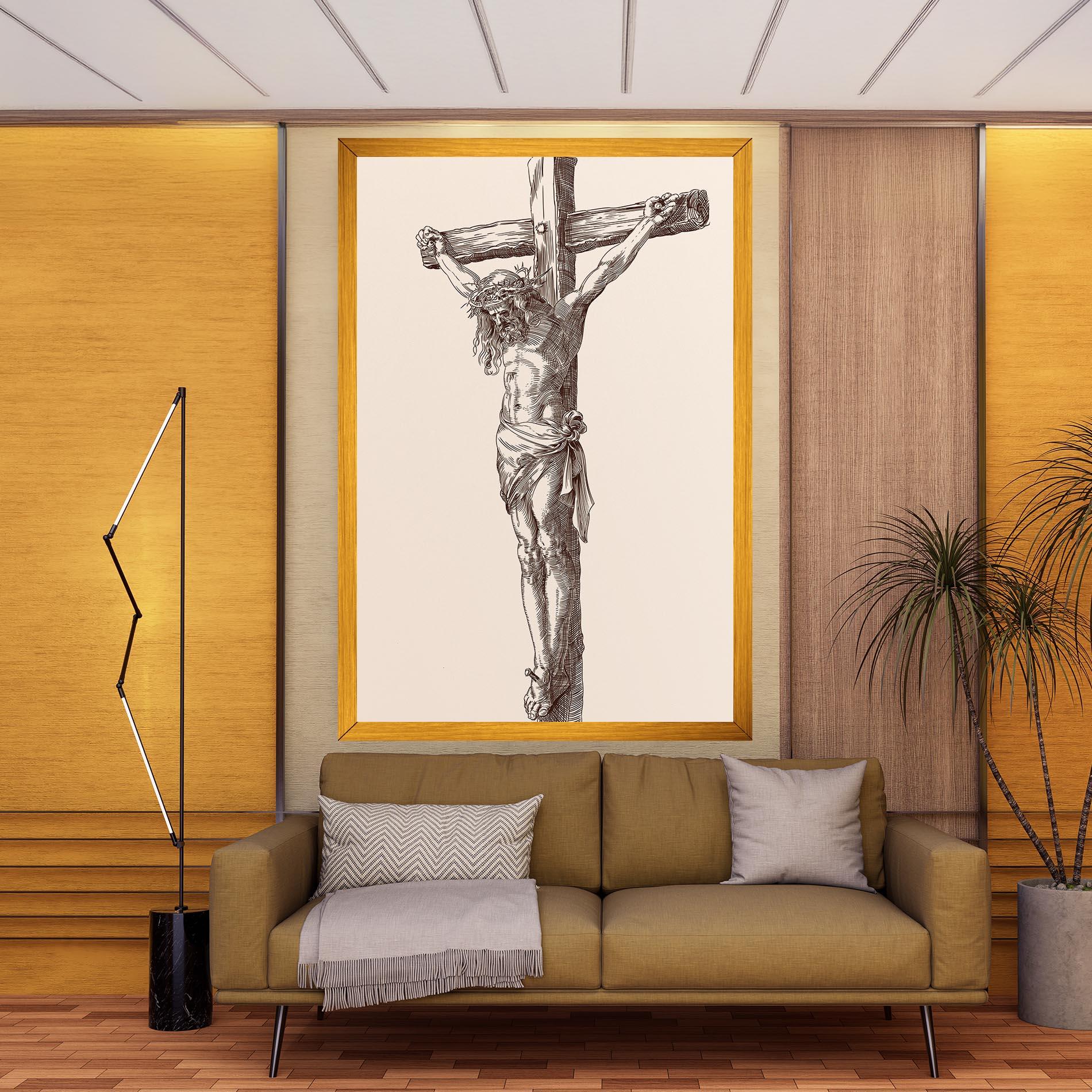 Tablou Canvas Brown Cross Jesus mockup 9