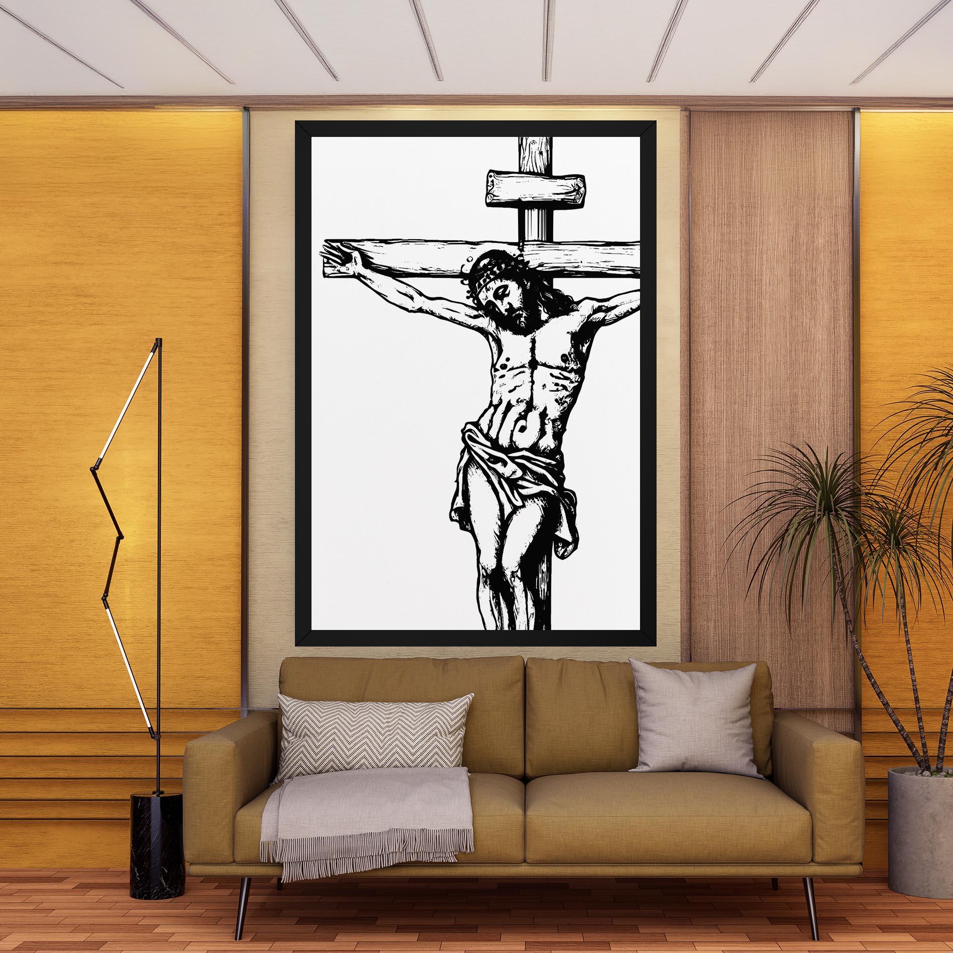 Tablou Canvas Jesus Black Line mockup 9