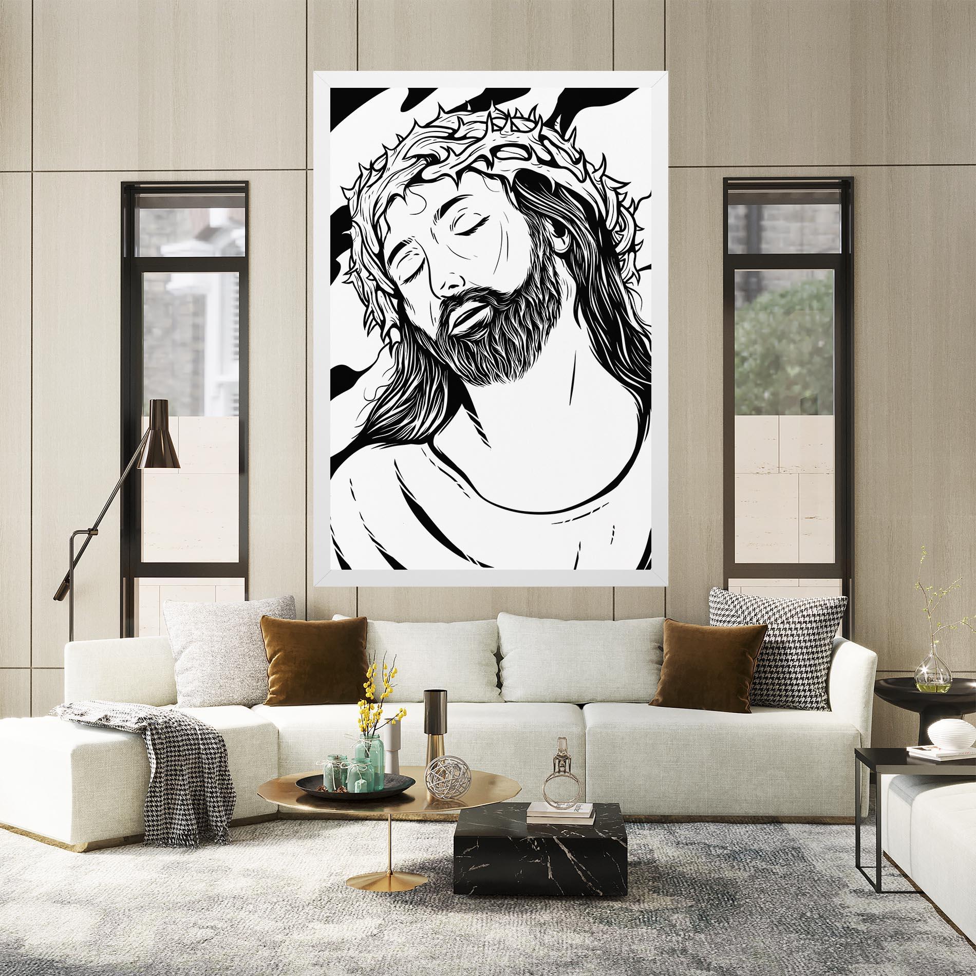 Tablou Canvas Black White Jesus mockup 2