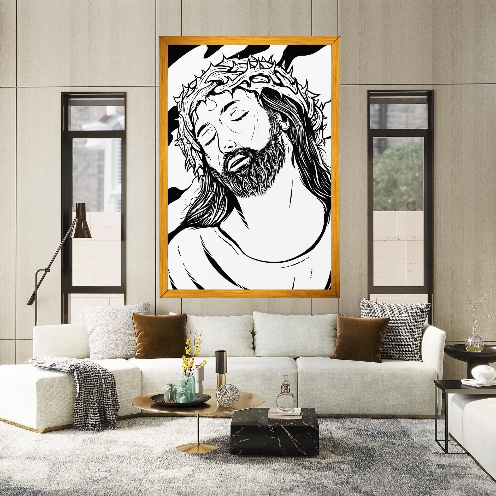 Tablou Canvas Black White Jesus mockup 2