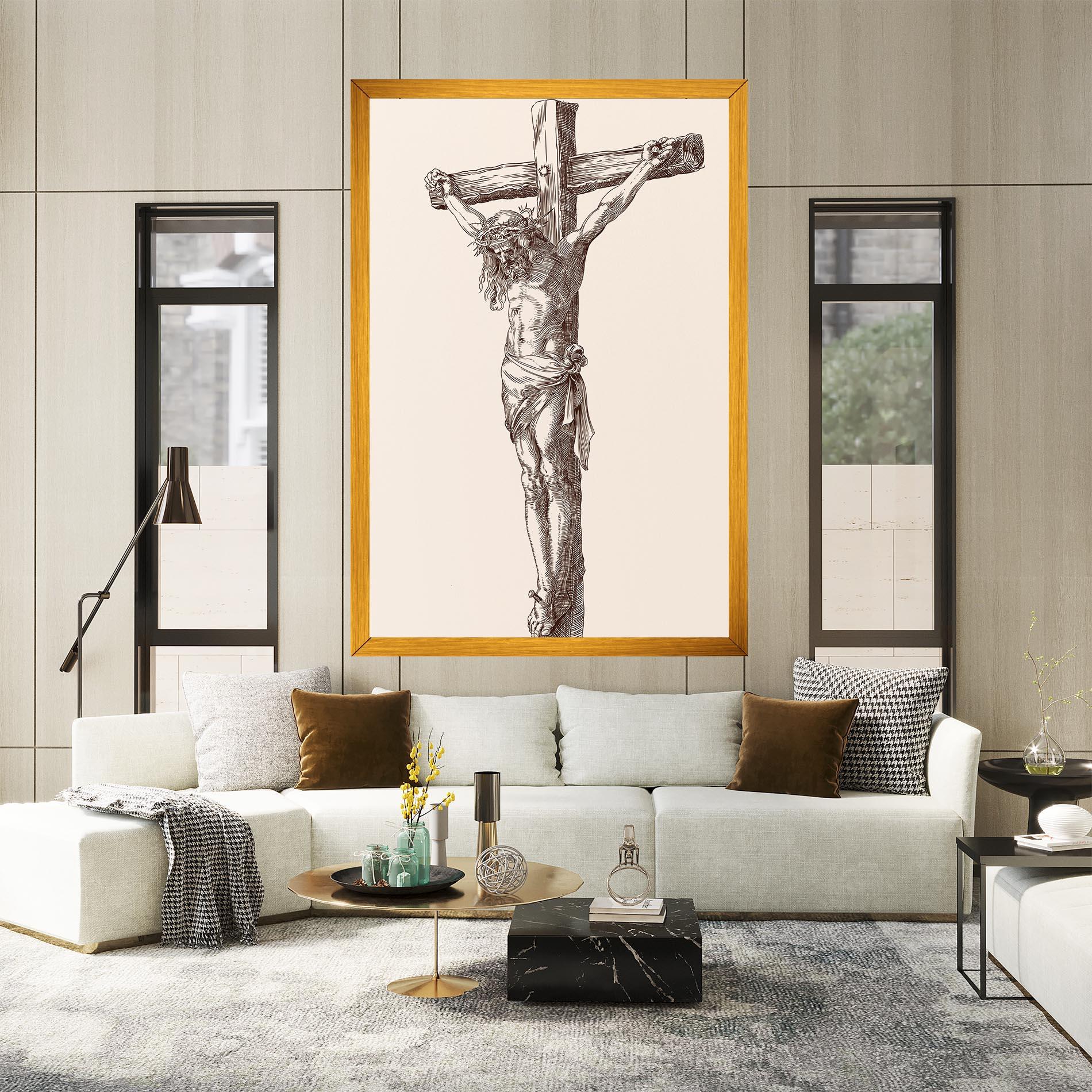 Tablou Canvas Brown Cross Jesus mockup 2