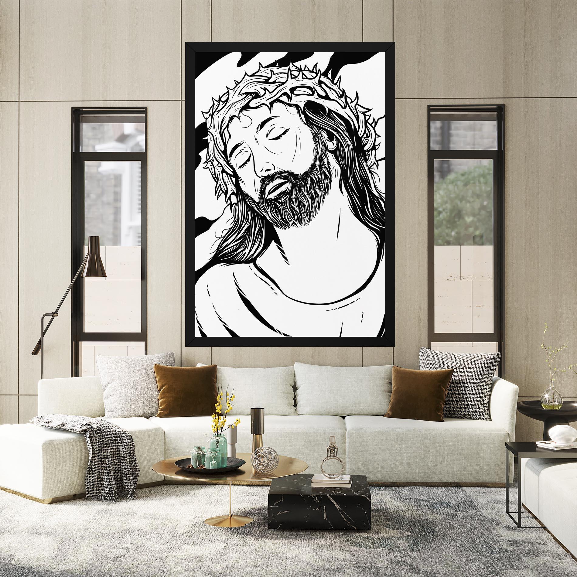 Tablou Canvas Black White Jesus mockup 2