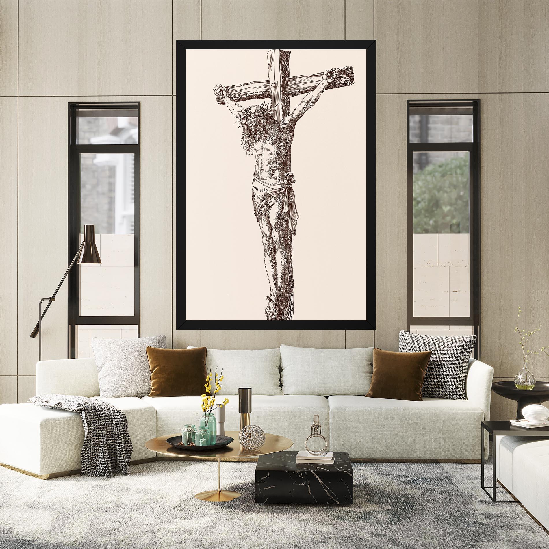 Tablou Canvas Brown Cross Jesus mockup 2
