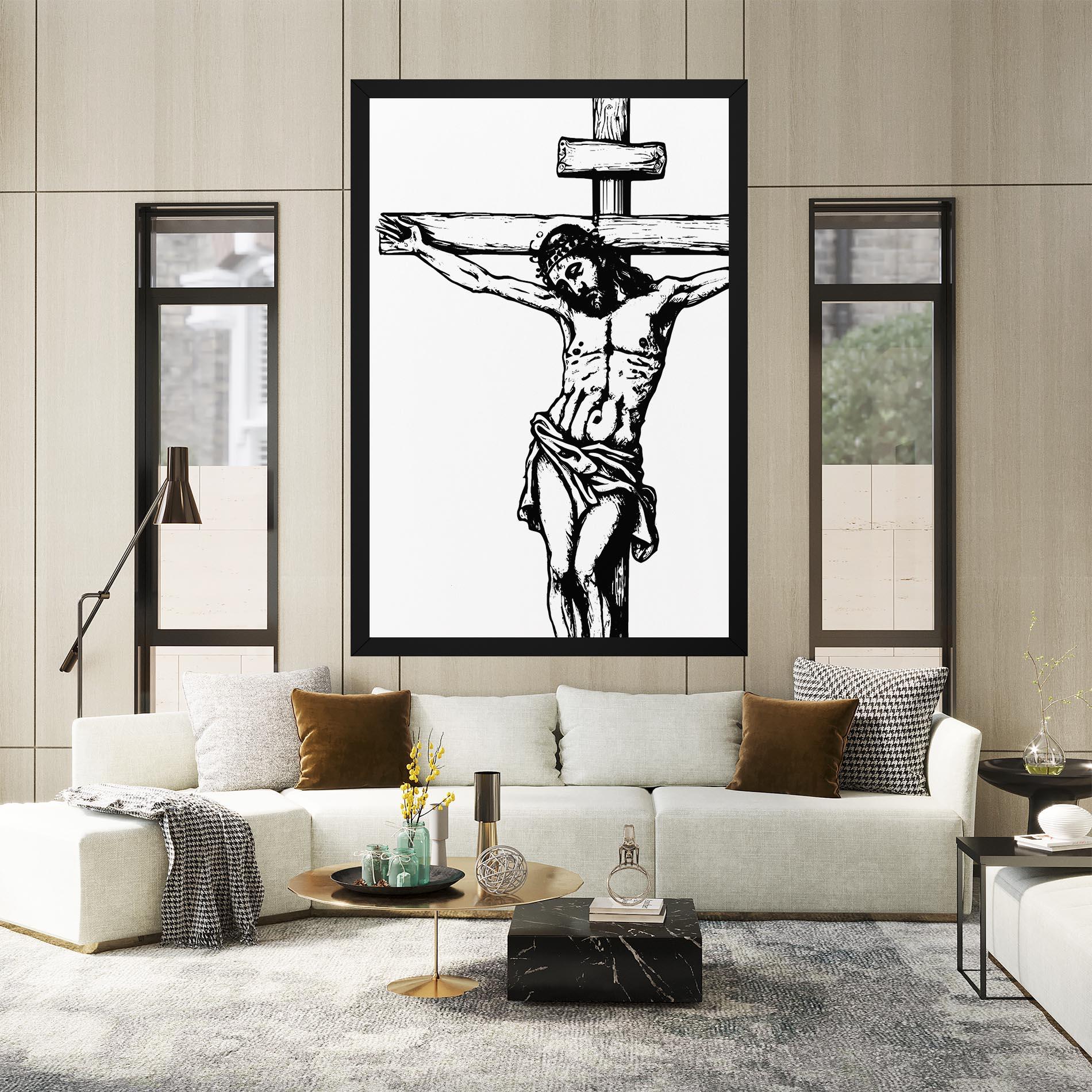 Tablou Canvas Jesus Black Line mockup 2