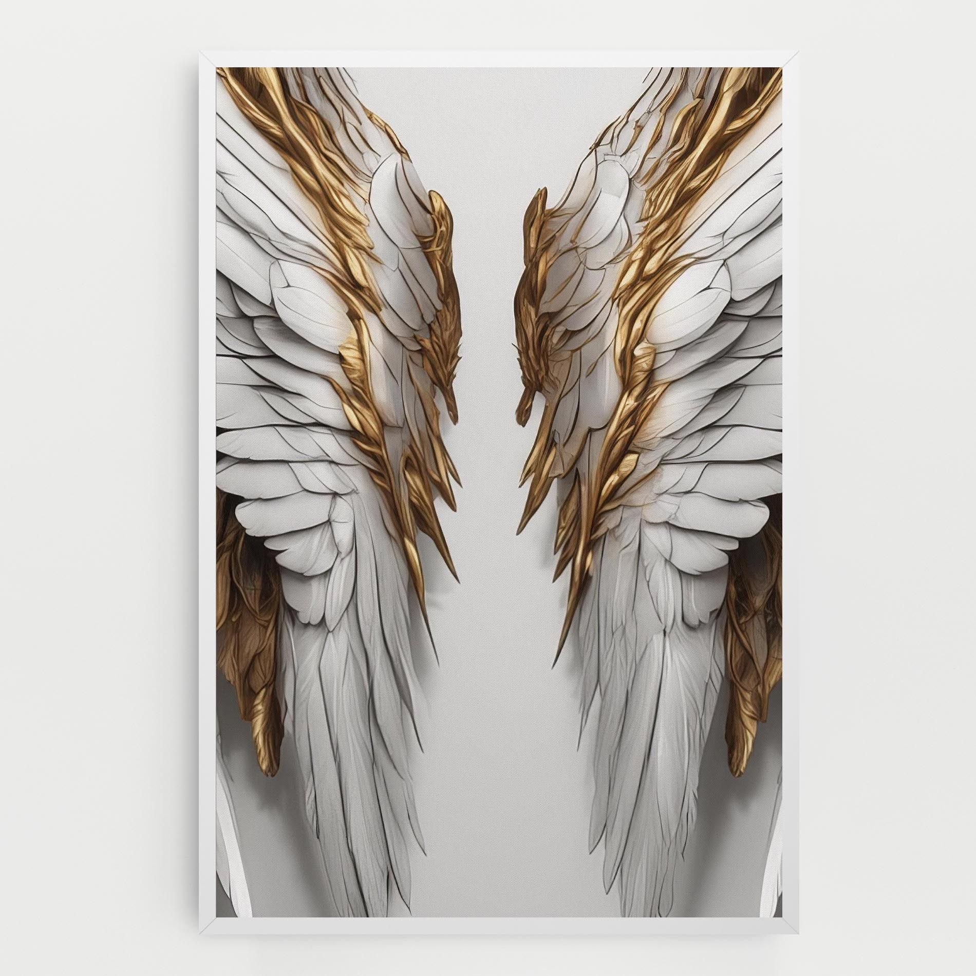 Realistic Gold Angel Wings mockup 0