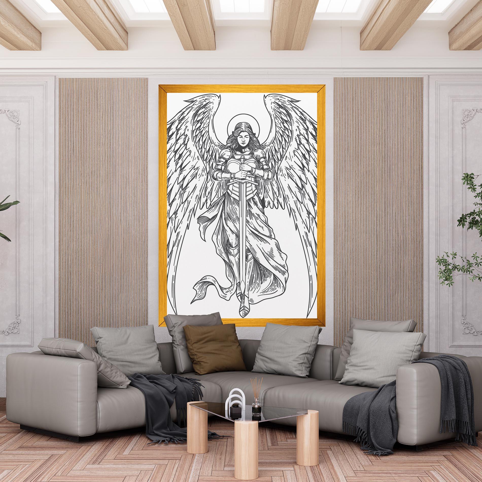 Tablou Canvas Grey Line Angel mockup 6