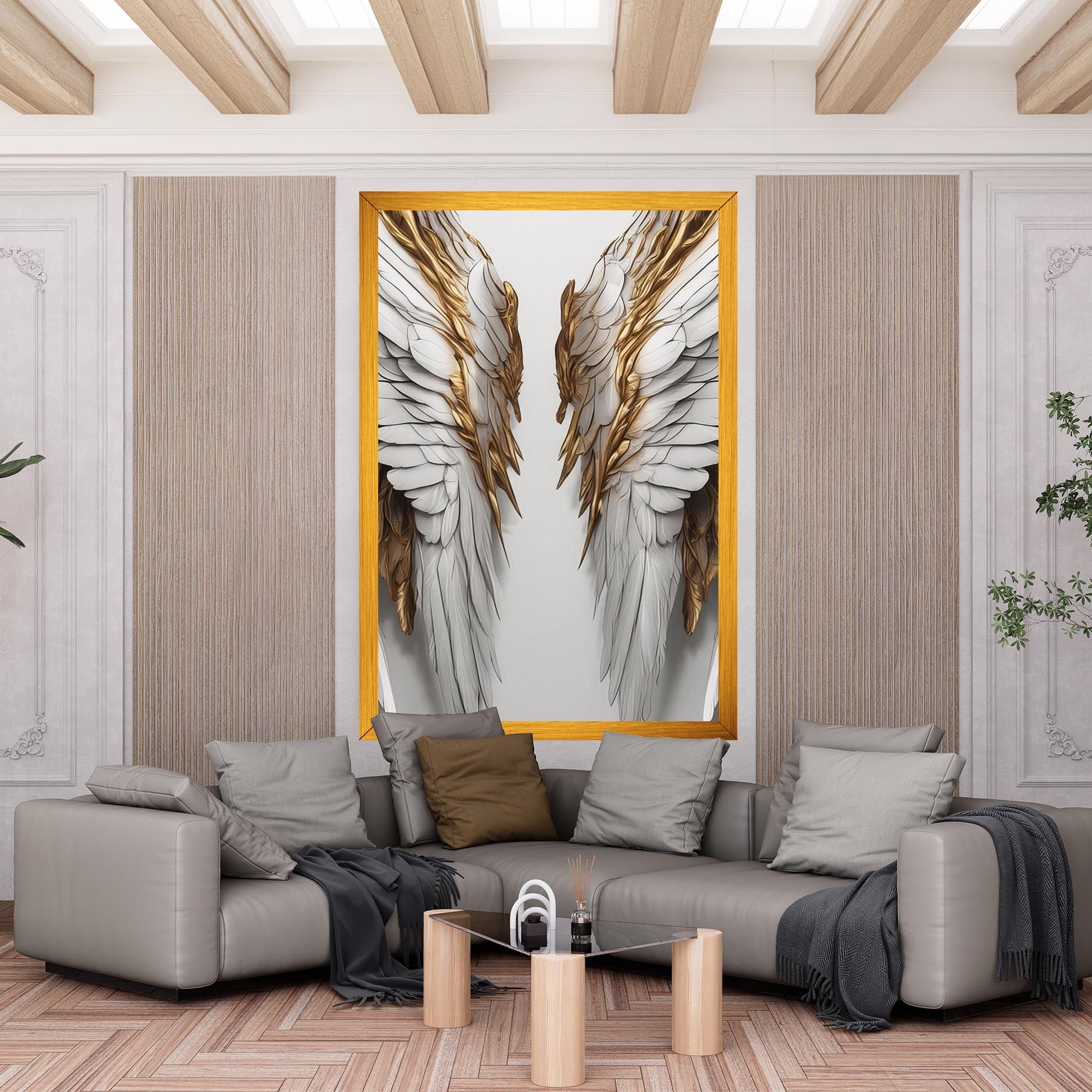 Realistic Gold Angel Wings mockup 6