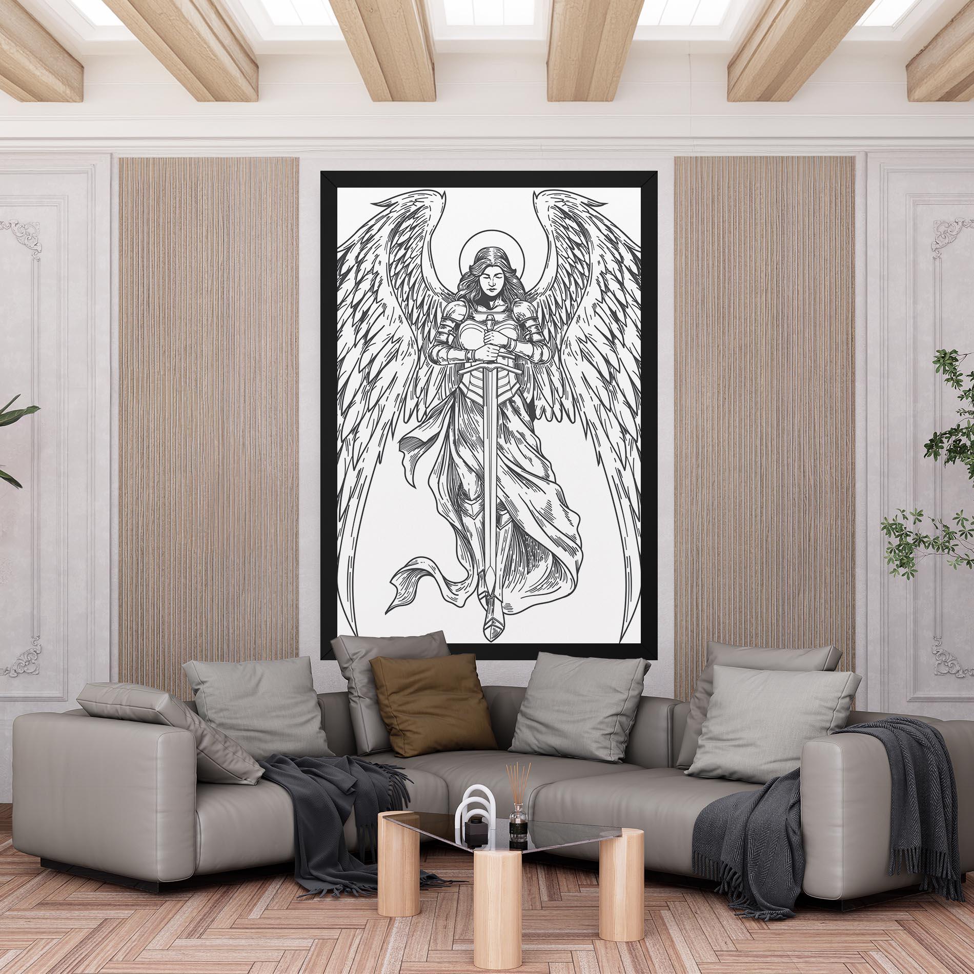 Tablou Canvas Grey Line Angel mockup 6