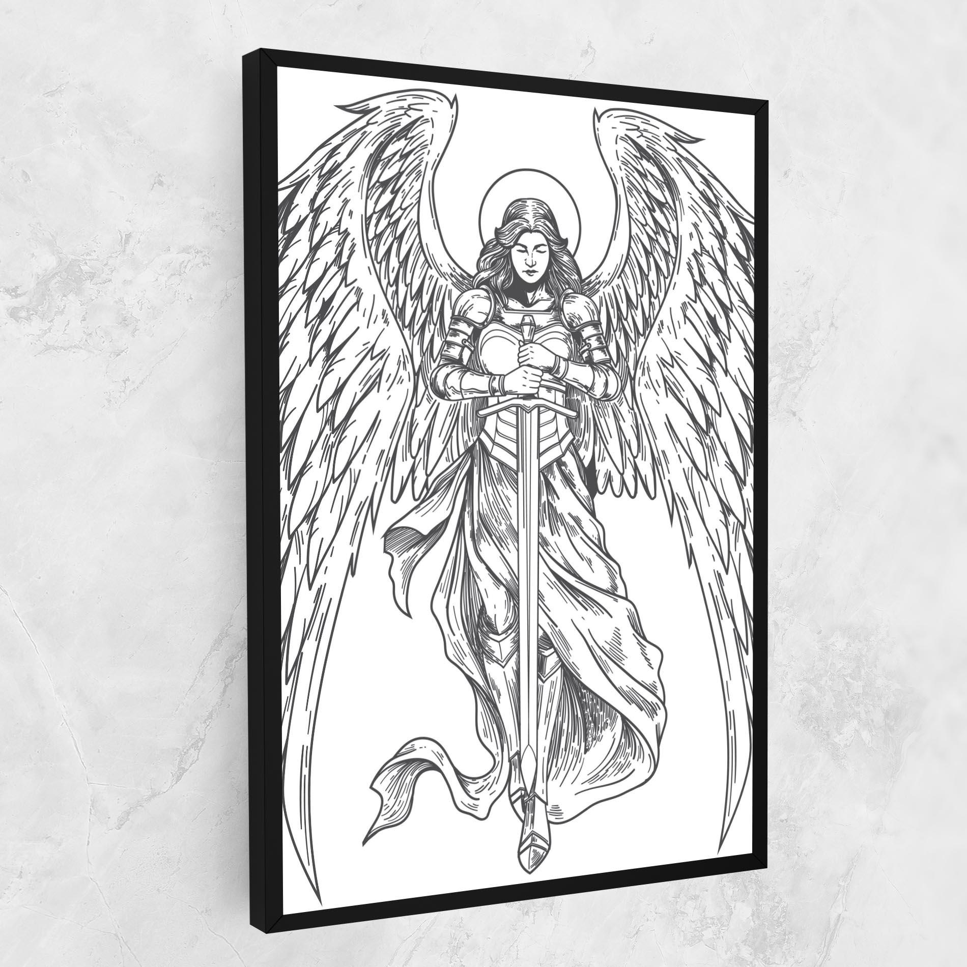 Tablou Canvas Grey Line Angel mockup 1