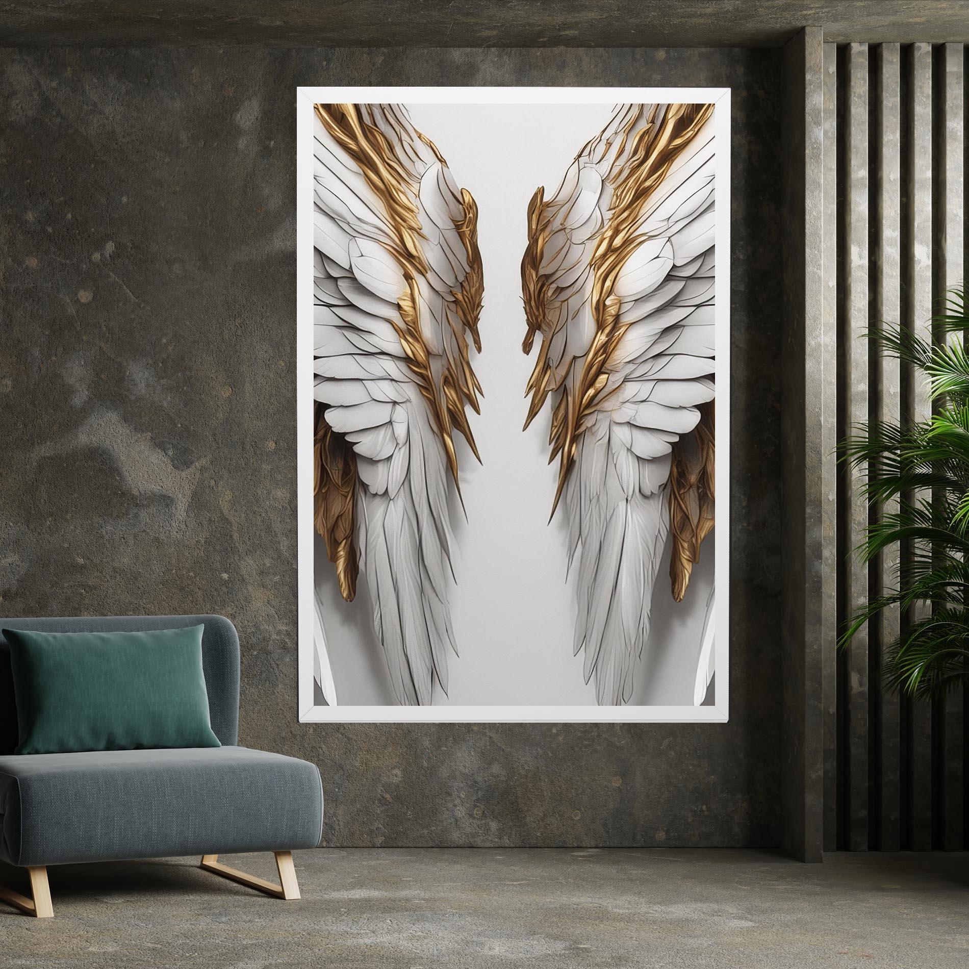 Tablou Canvas Realistic Gold Angel Wings mockup 7