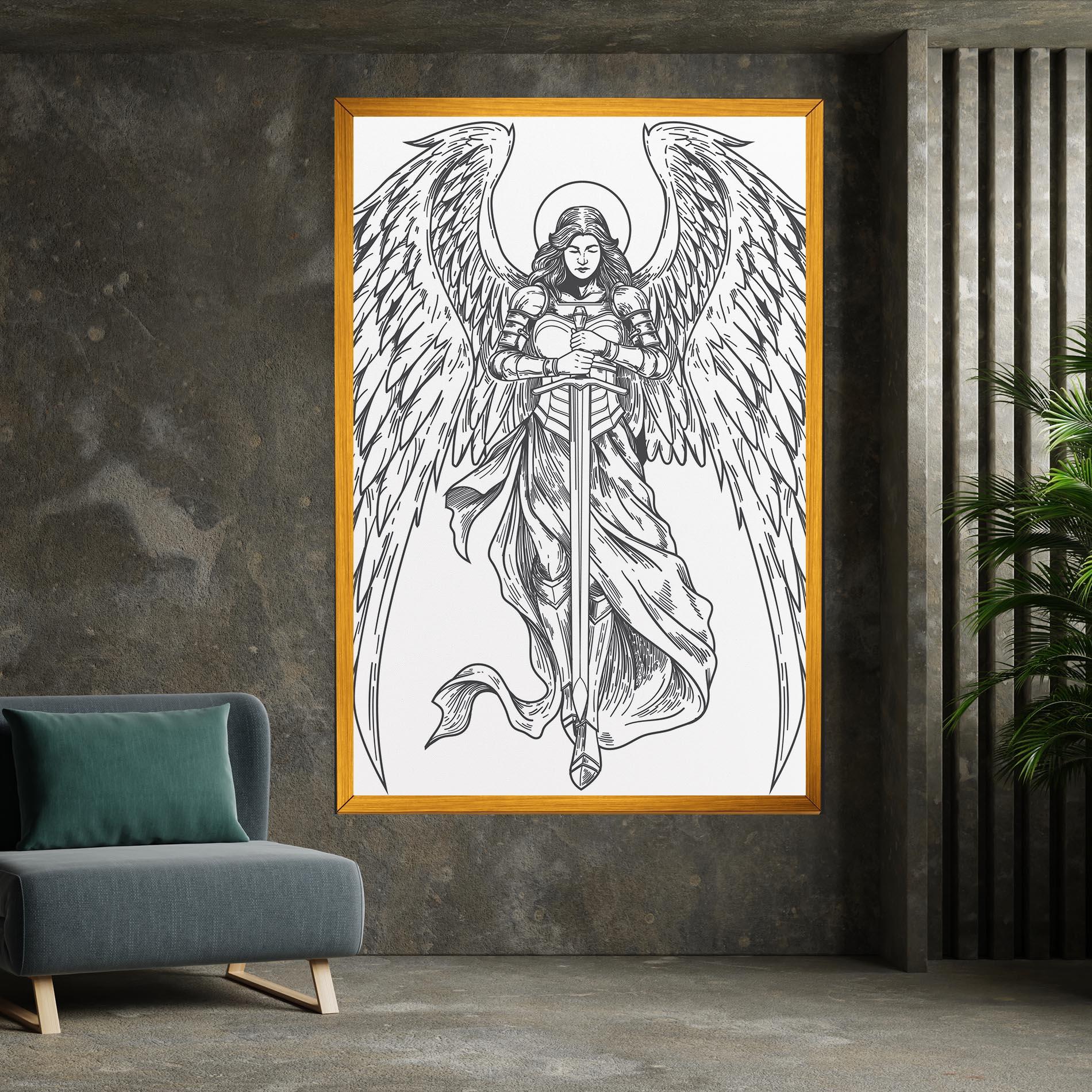 Tablou Canvas Grey Line Angel mockup 7