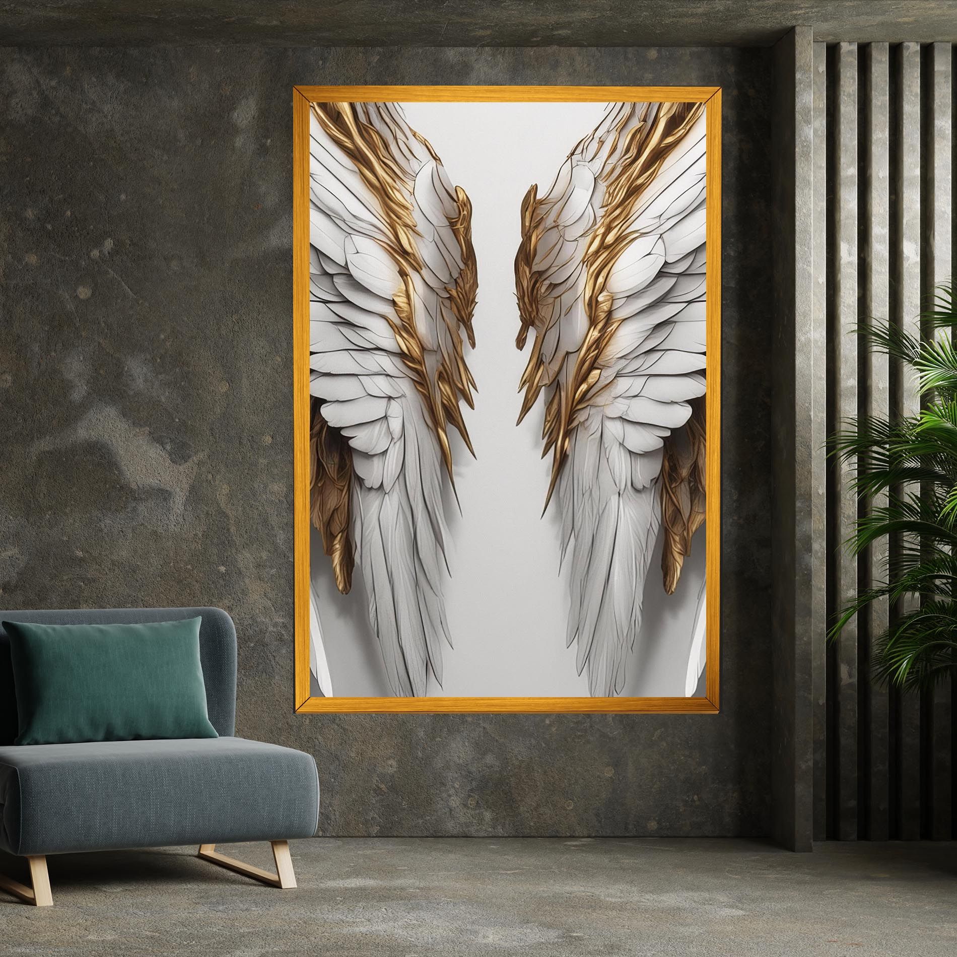 Realistic Gold Angel Wings mockup 7