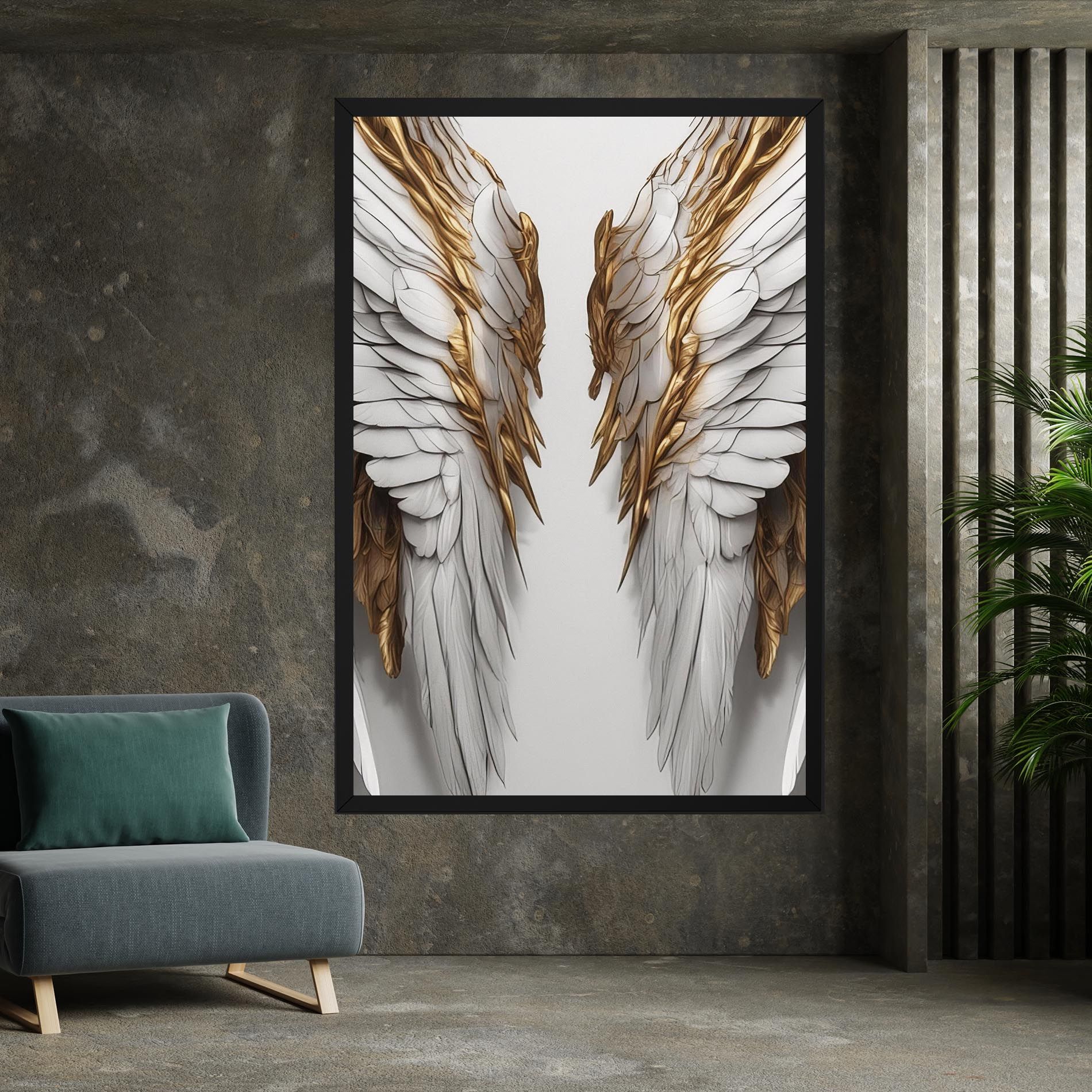 Realistic Gold Angel Wings mockup 7