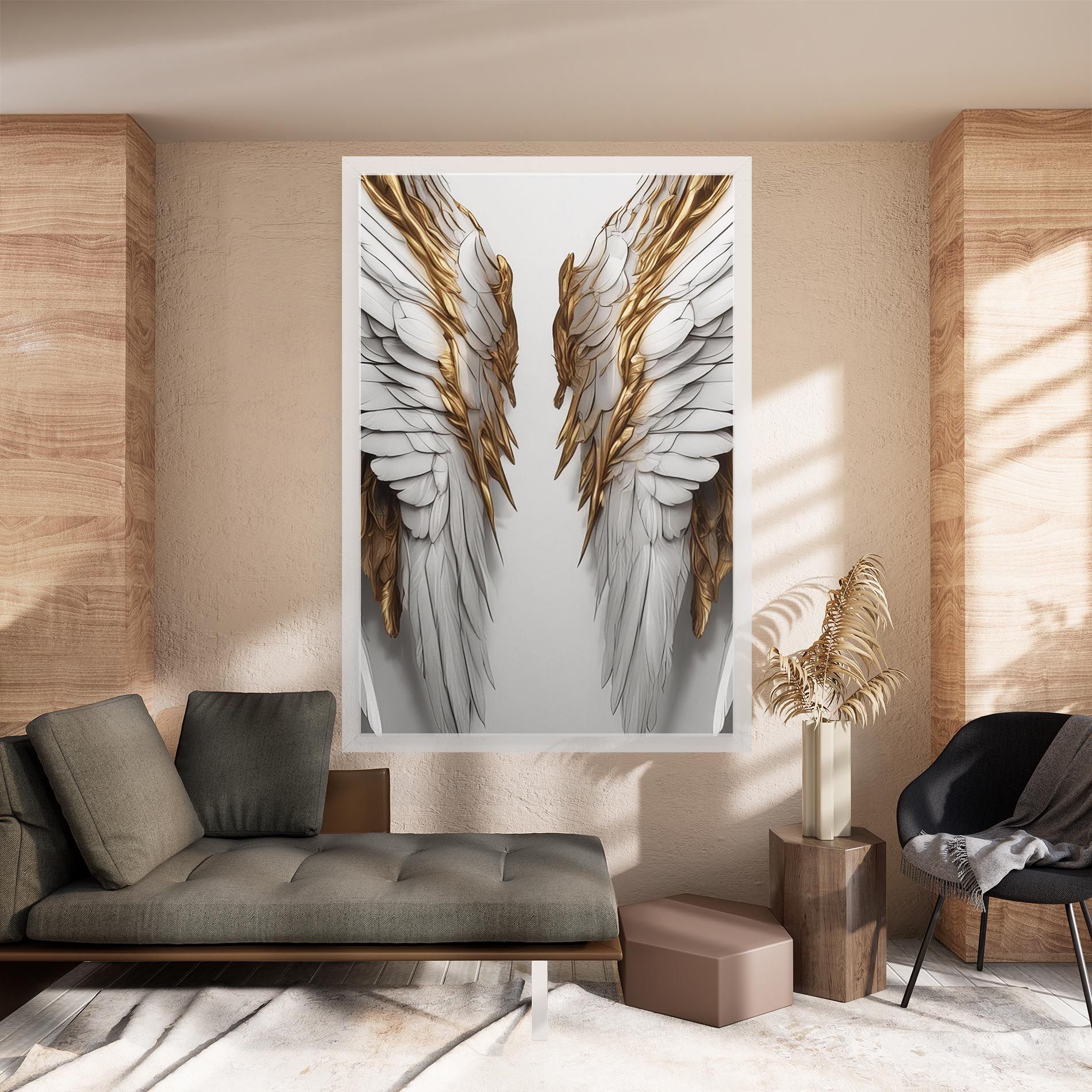 Realistic Gold Angel Wings mockup 8