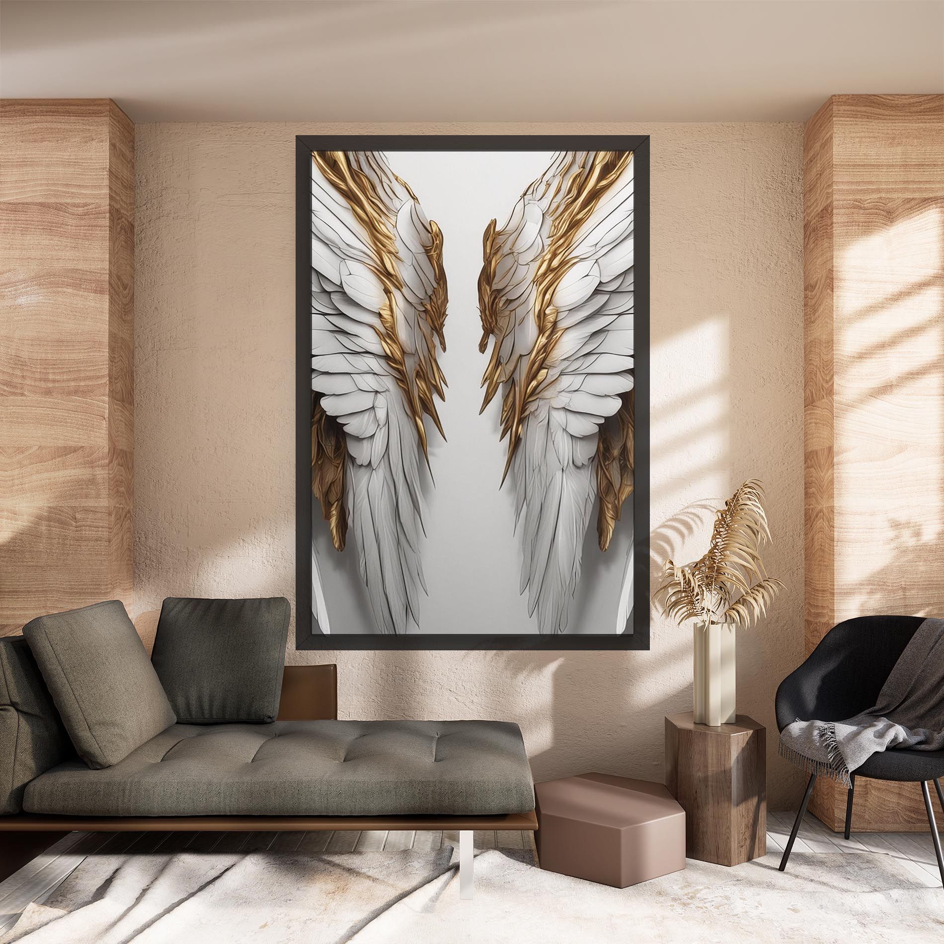 Realistic Gold Angel Wings mockup 8